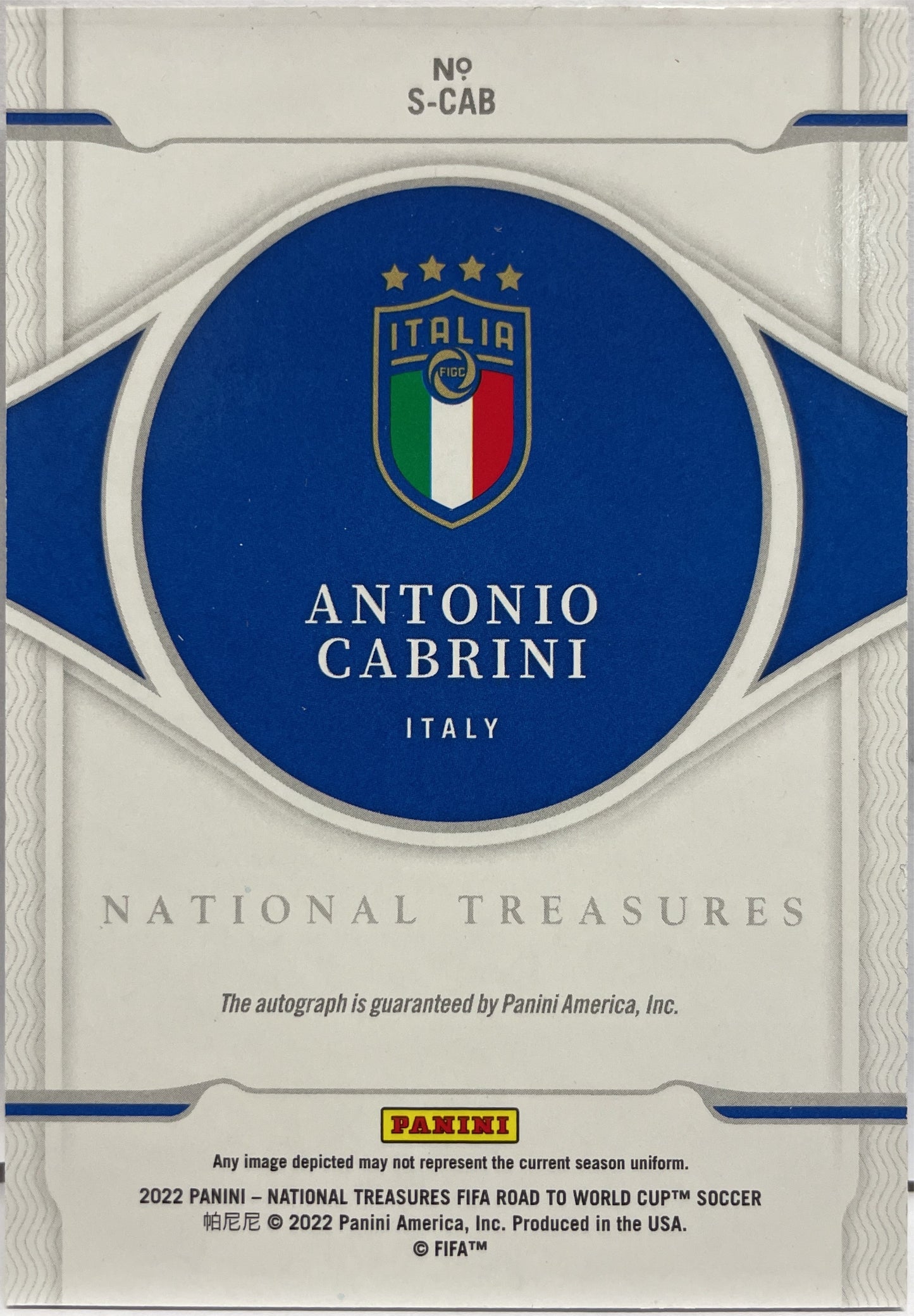 Antoni Cabrini 93/99 Autograph National Treasures Road To Qatar 2022