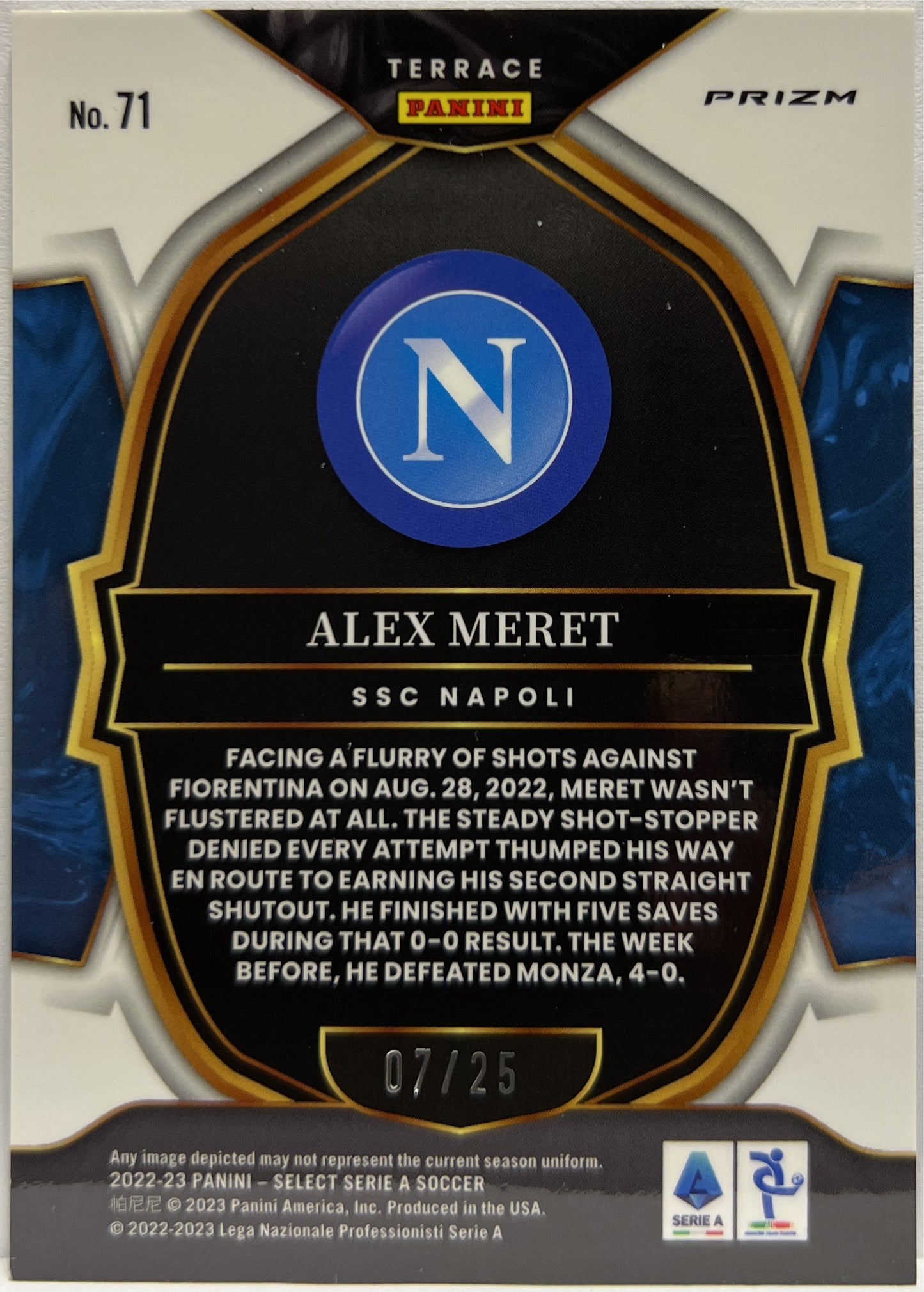 Alex Meret 7/25 Terrace Tie Dye Select Serie A 2022/23