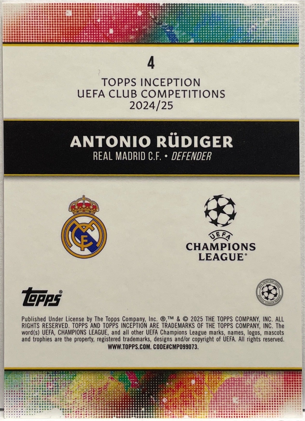 Antonio Rudiger First XI Topps Inception 2024/25