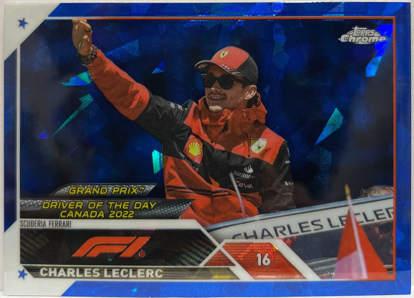 Charles Leclerc Driver Of The Day Cracked Ice Blue Topps Chrome Sapphire F1 2023