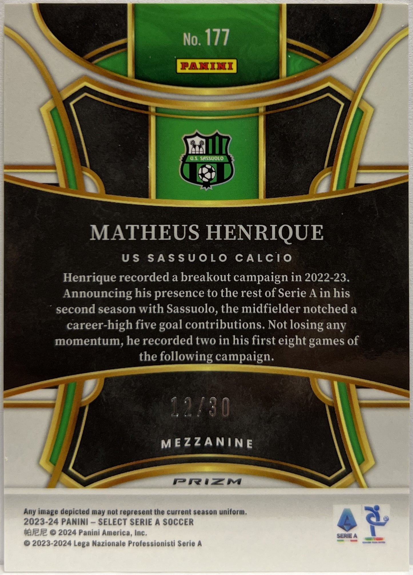Matheus Henrique 12/30 Mezzanine Winter Camo Select Serie A 2023/24