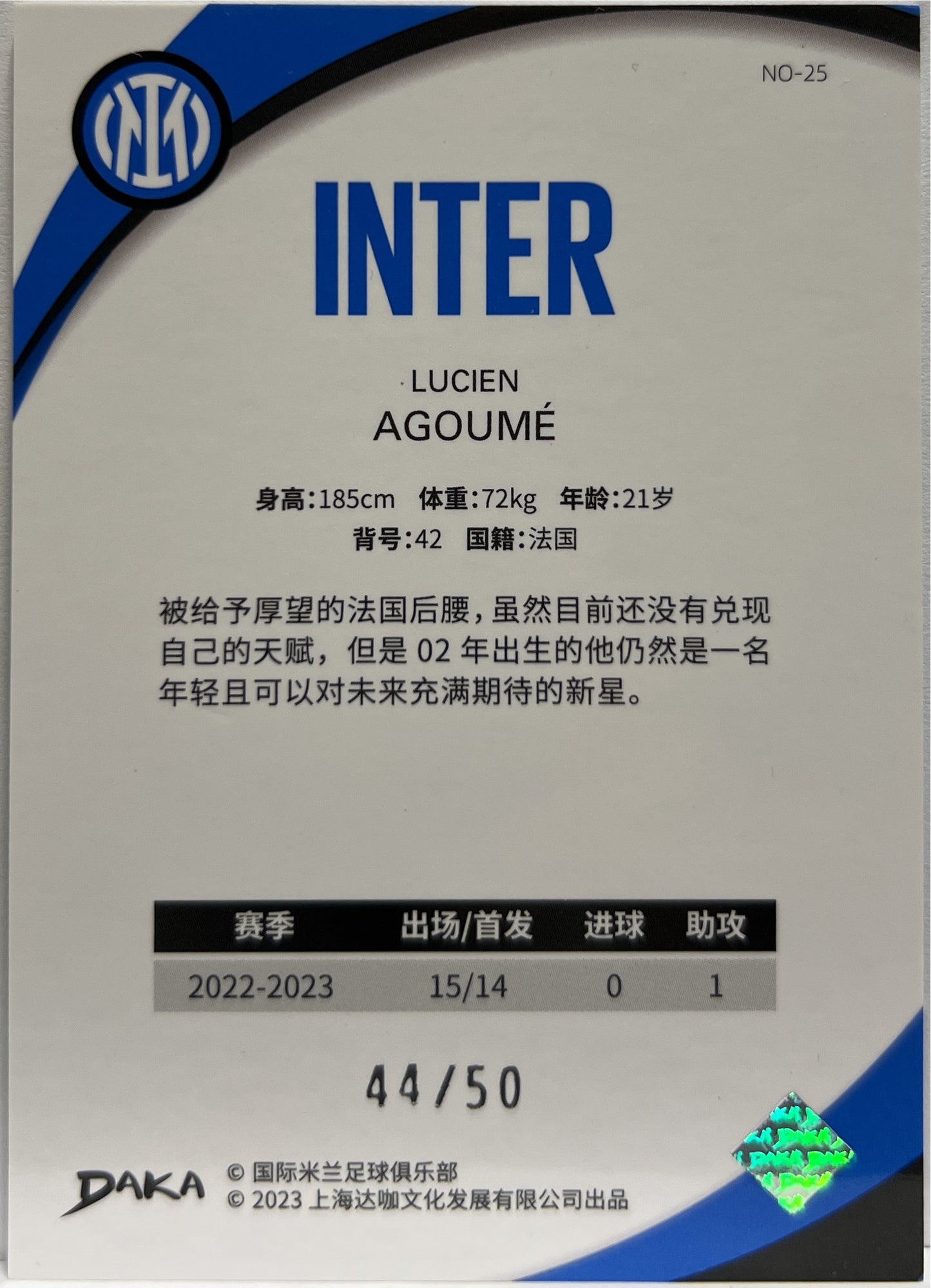 Lucien Agoume 44/50 Rookie Daka x Inter 2022/23
