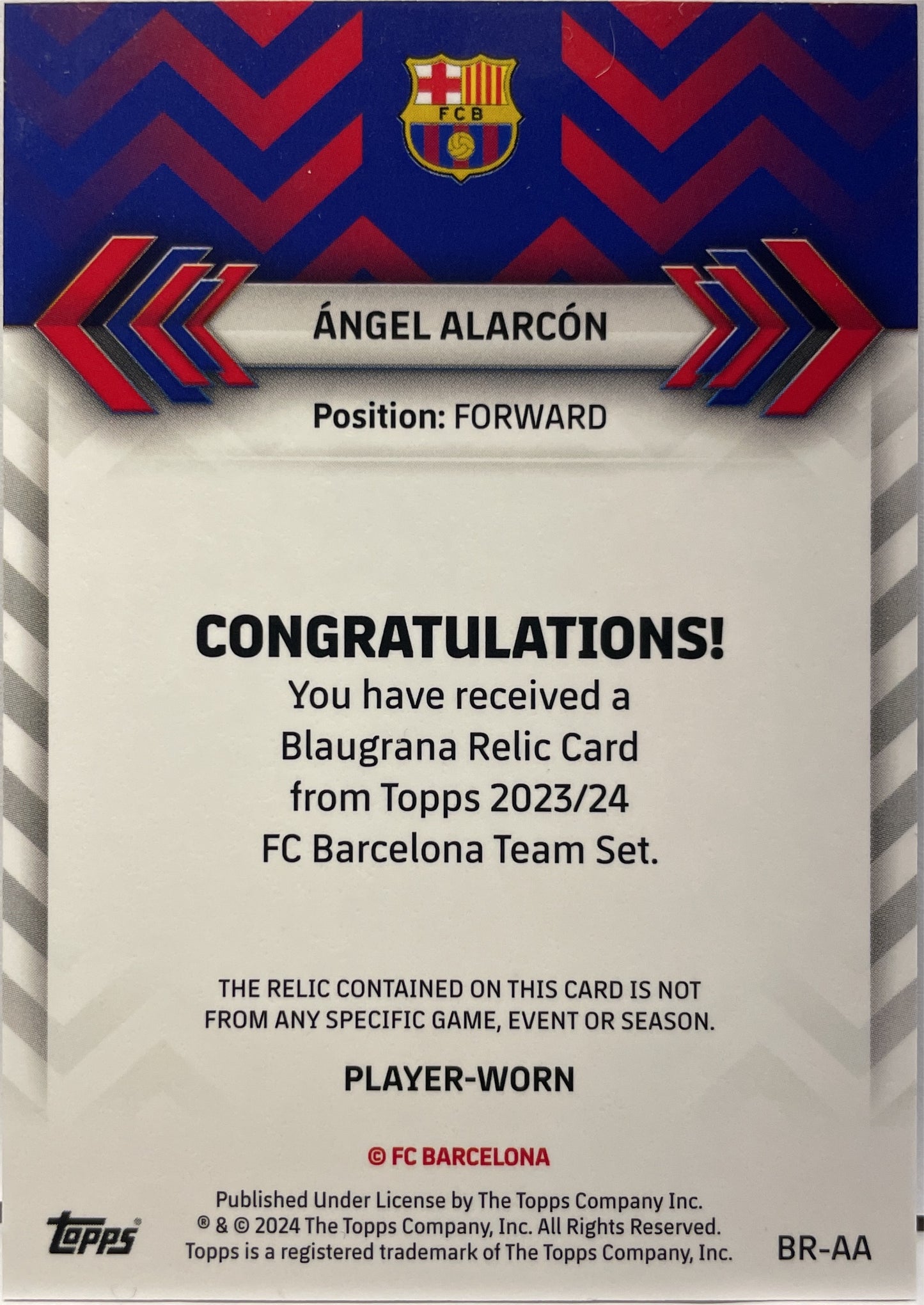 Angel Alarcon Rookie Patch Topps Team Set Barcelona 2023/24