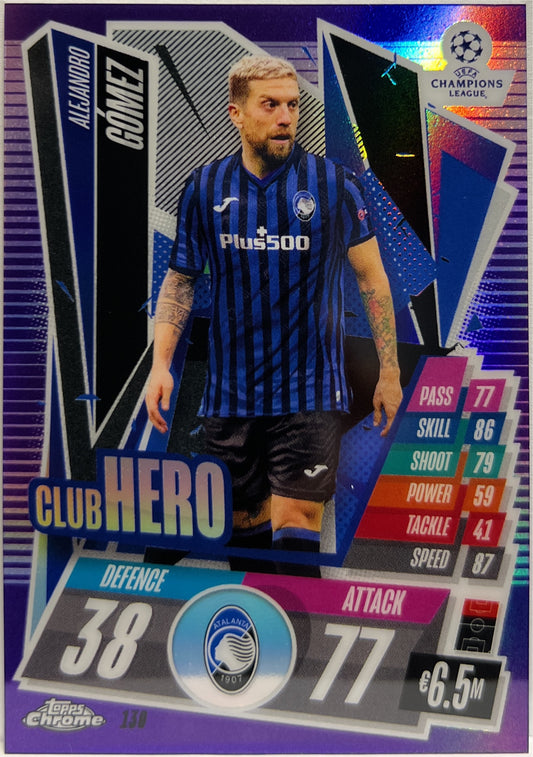 Alejandro Gomez 142/299 Club Hero Purple Topps Chrome Match Attax