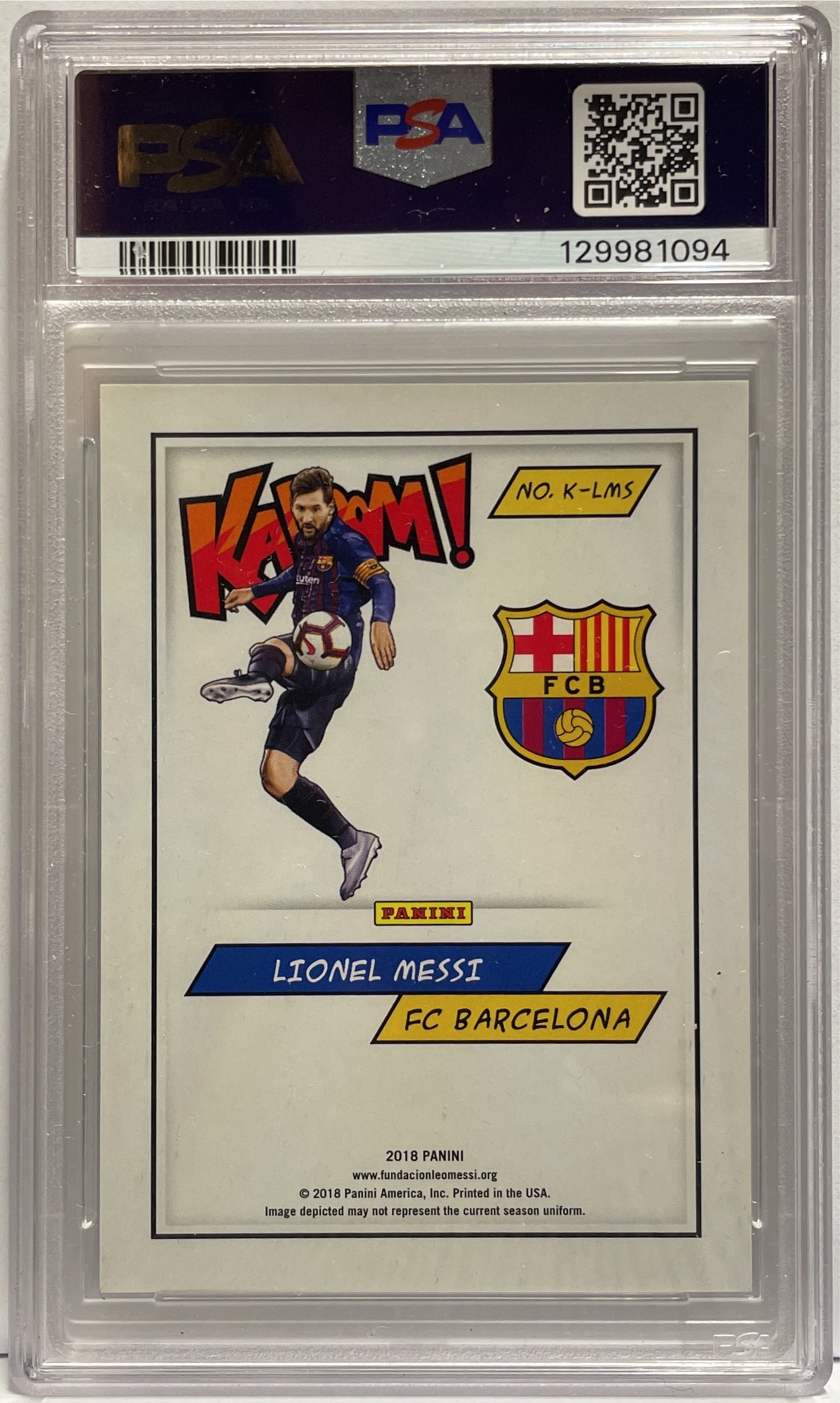 Lionel Messi Kaboom Panini Donruss Fifa 2018 PSA 10