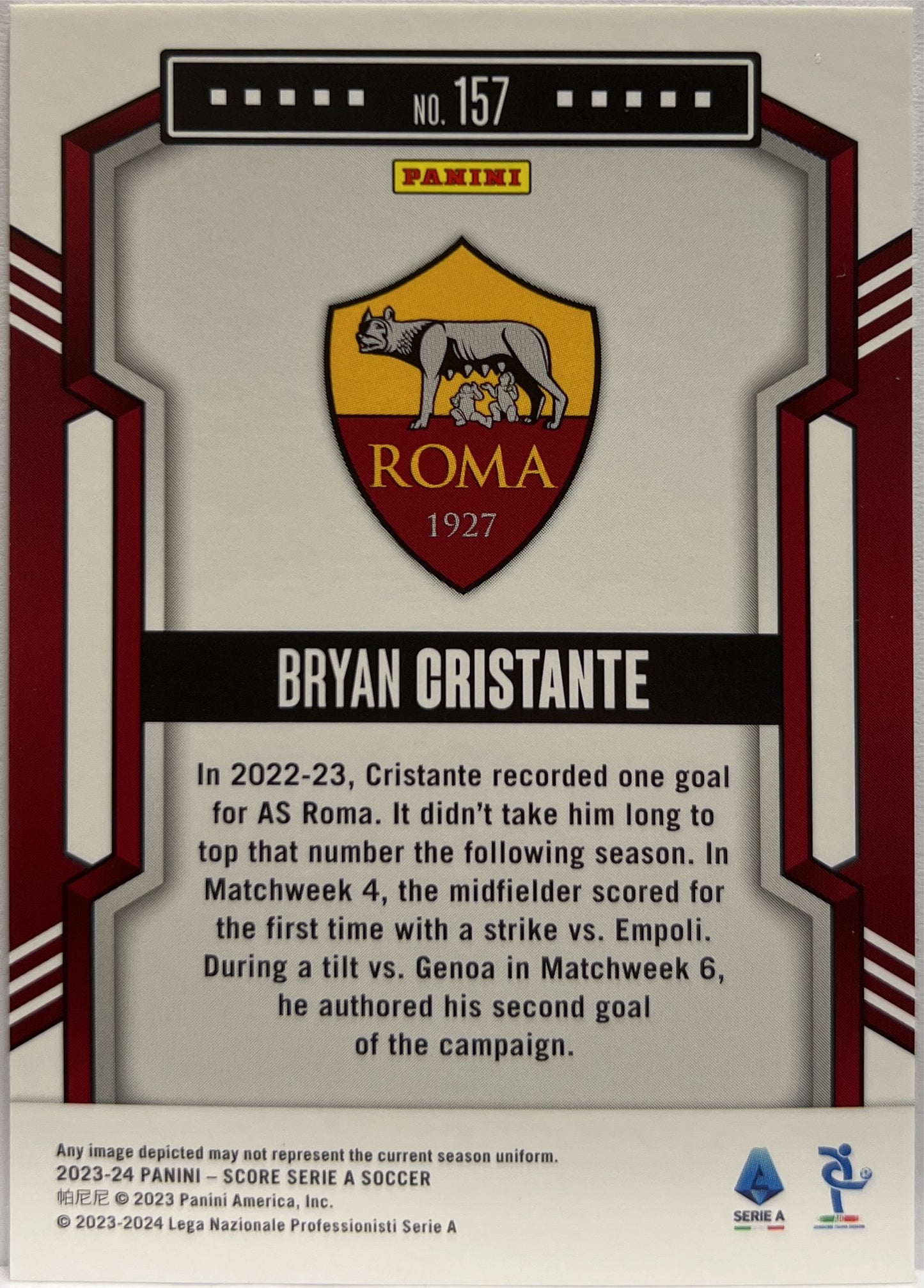 Bryan Cristante 17/30 Red Swirl Score Serie A 2023/24