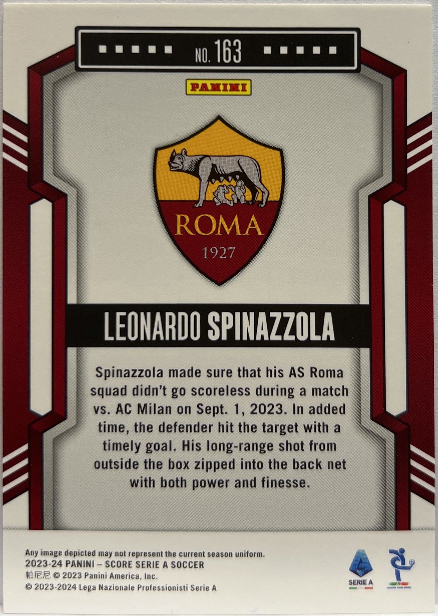 Leonardo Spinazzola 17/30 Red Swirl Score Serie A 2023/24