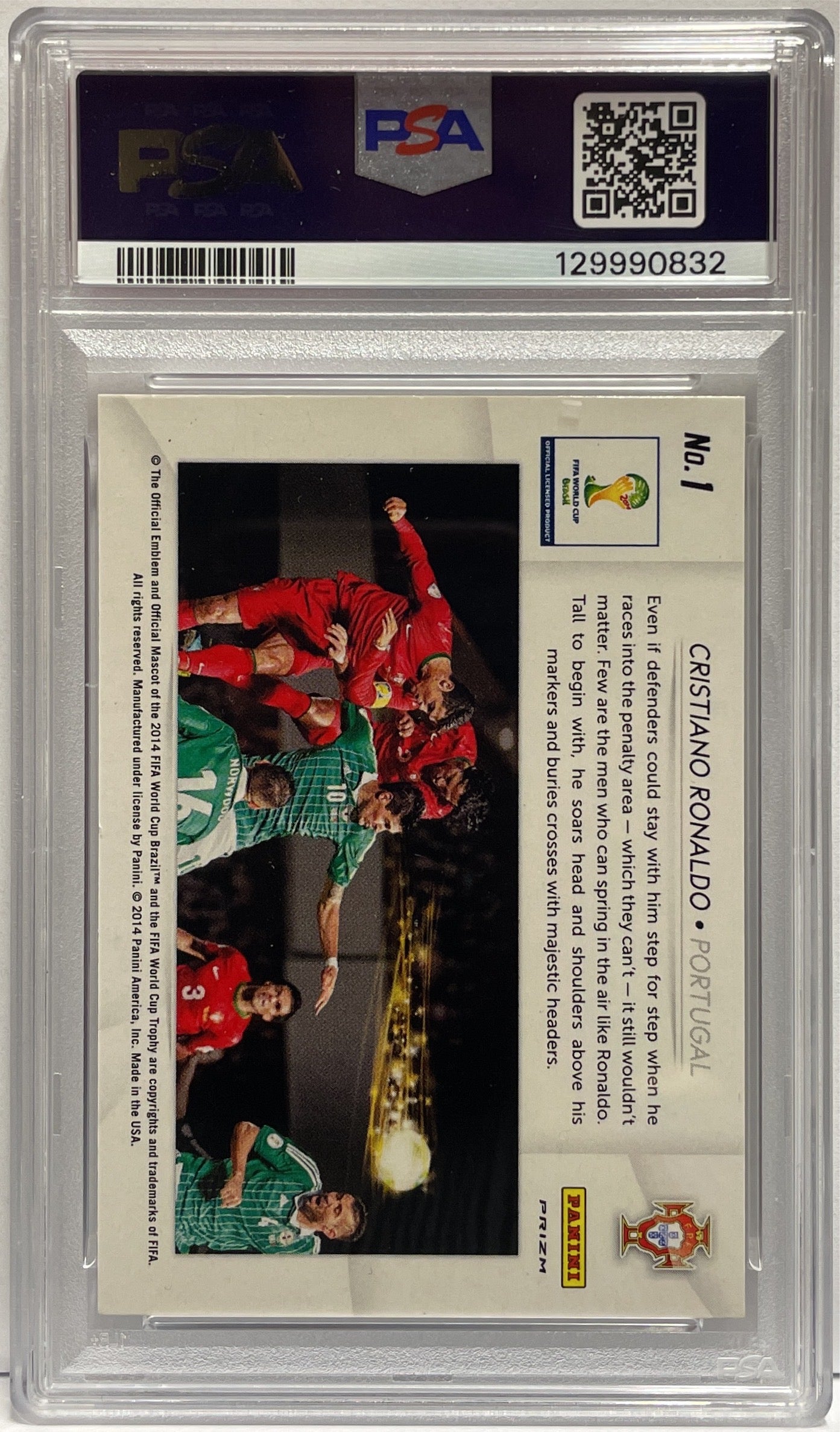 Cristiano Ronaldo Yellow Red Pulsar Panini Prizm World Cup Brazil 2014 PSA 10