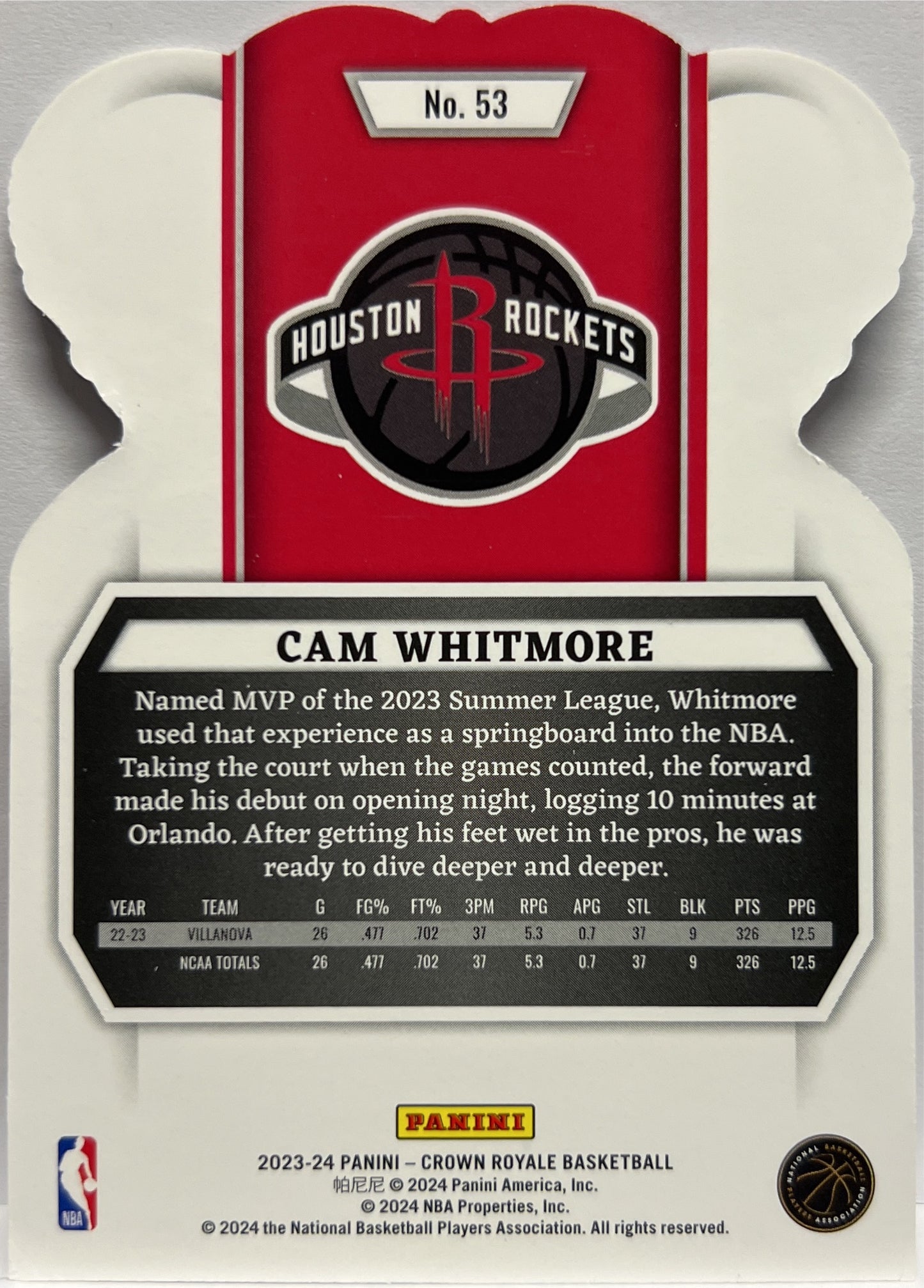 Cam Whitmore Rookie Crown Royale Basketball NBA 2023/24