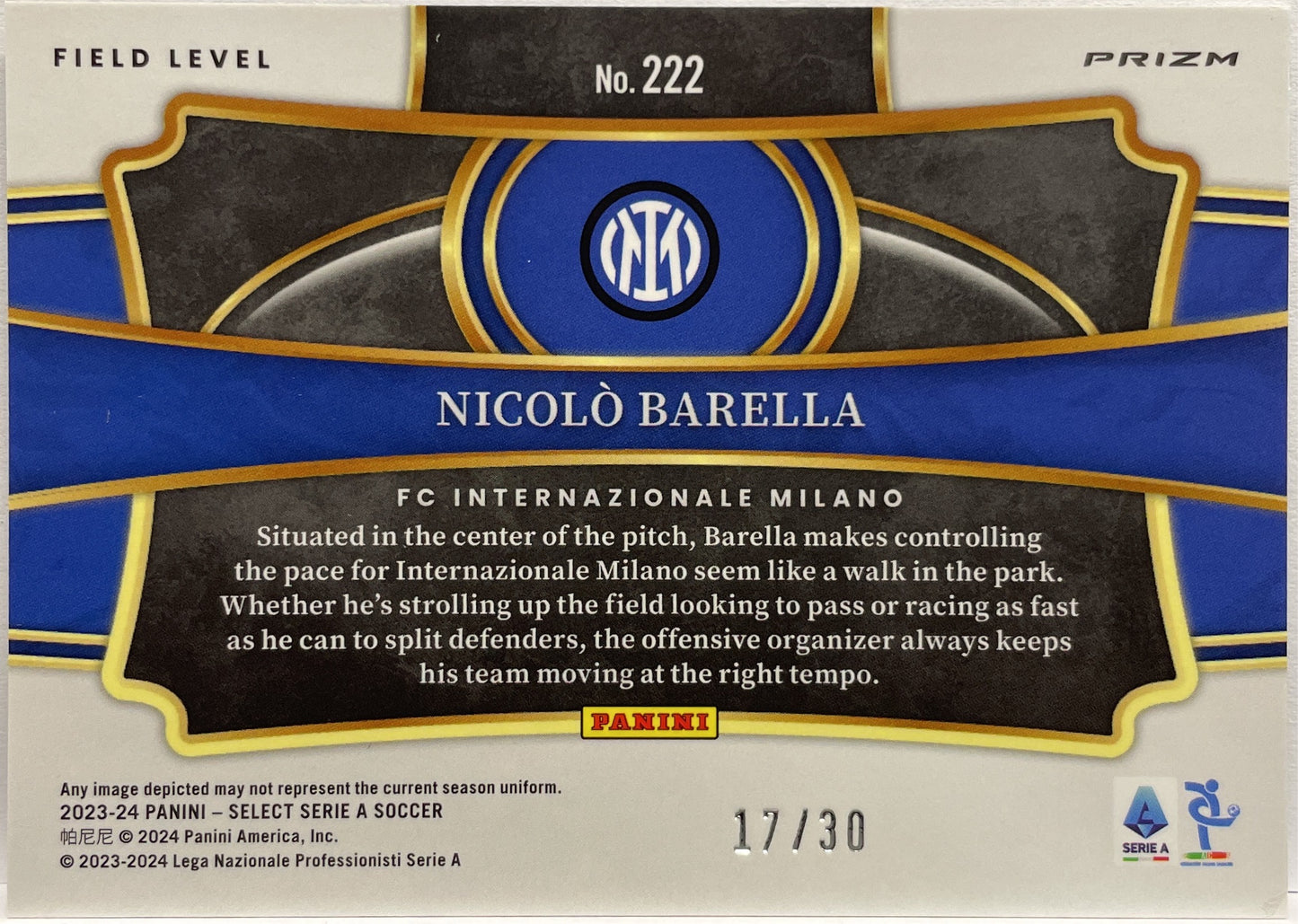 Nicolo Barella 17/30 Field Level Winter Camo Select Serie A 2023/24