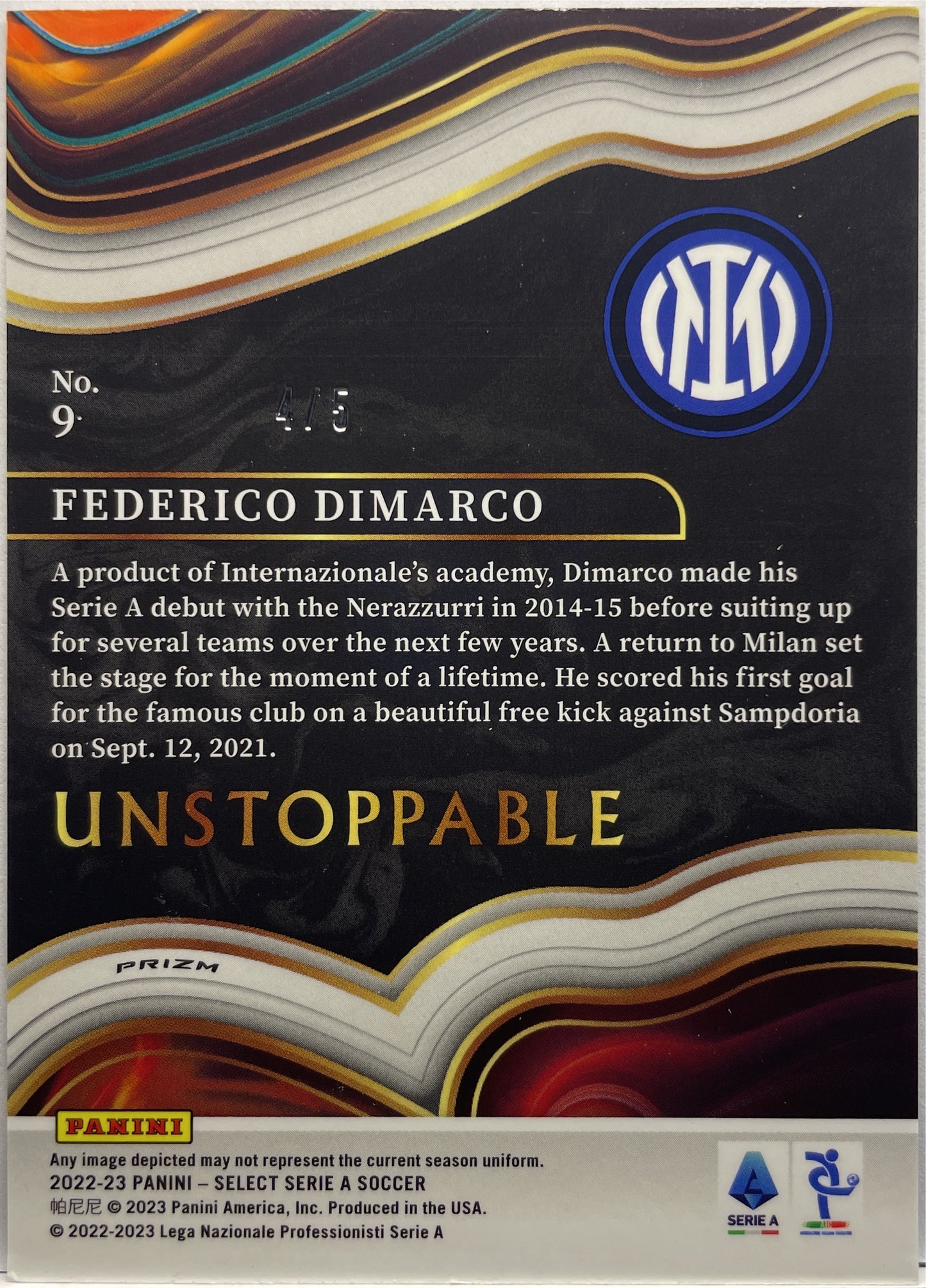 Federico DiMarco 4/5 Unstoppable Green Select Serie A 2022/23