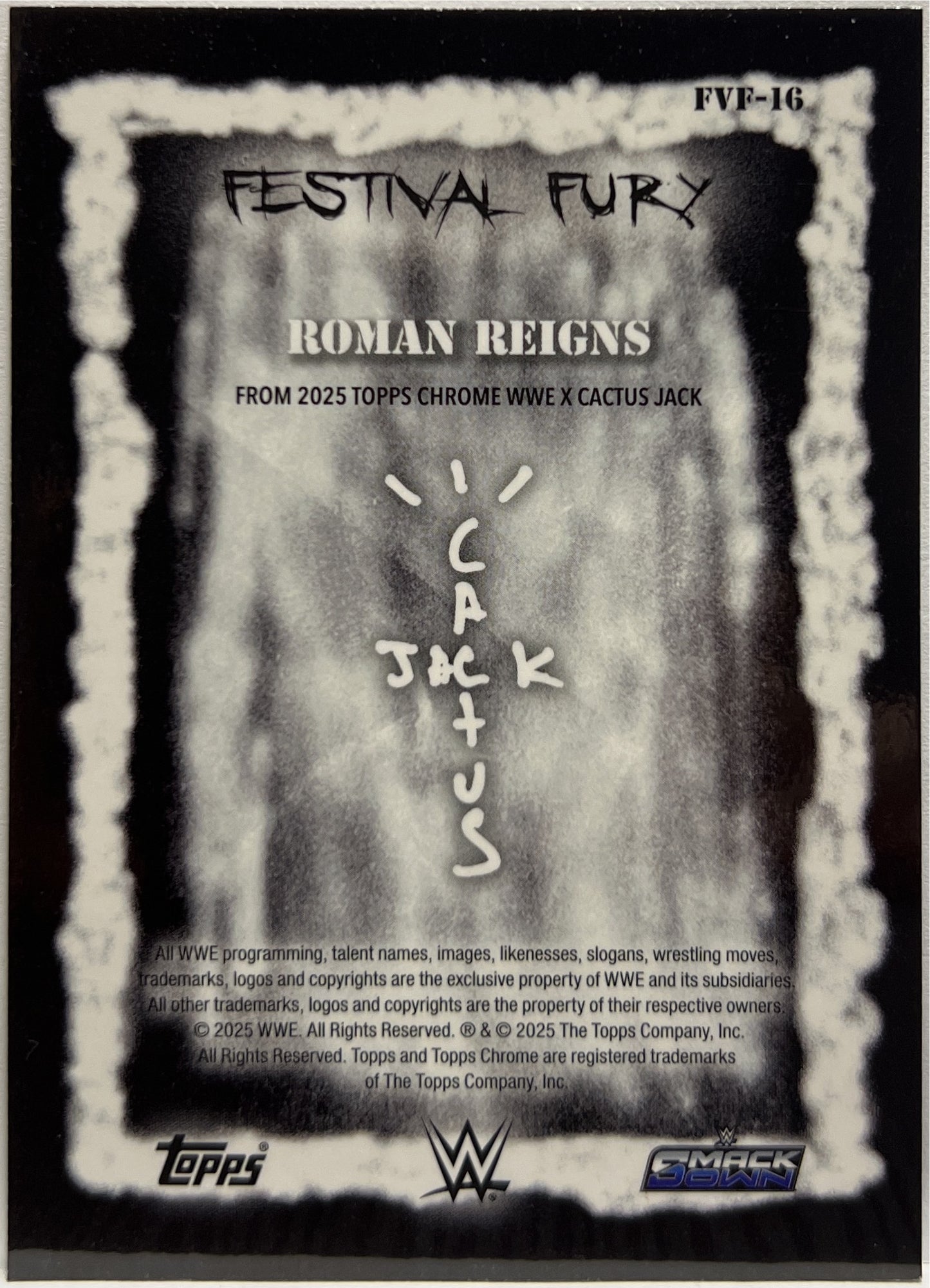 Roman Reign Festival Fury Topps Chrome WWE x Cactus Jack 2025