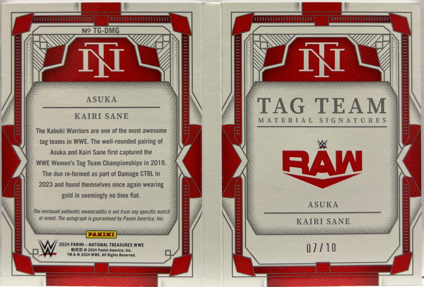 Asuka & Kairi Sane 2/10 Booklet Autograph National Treasures WWE 2024