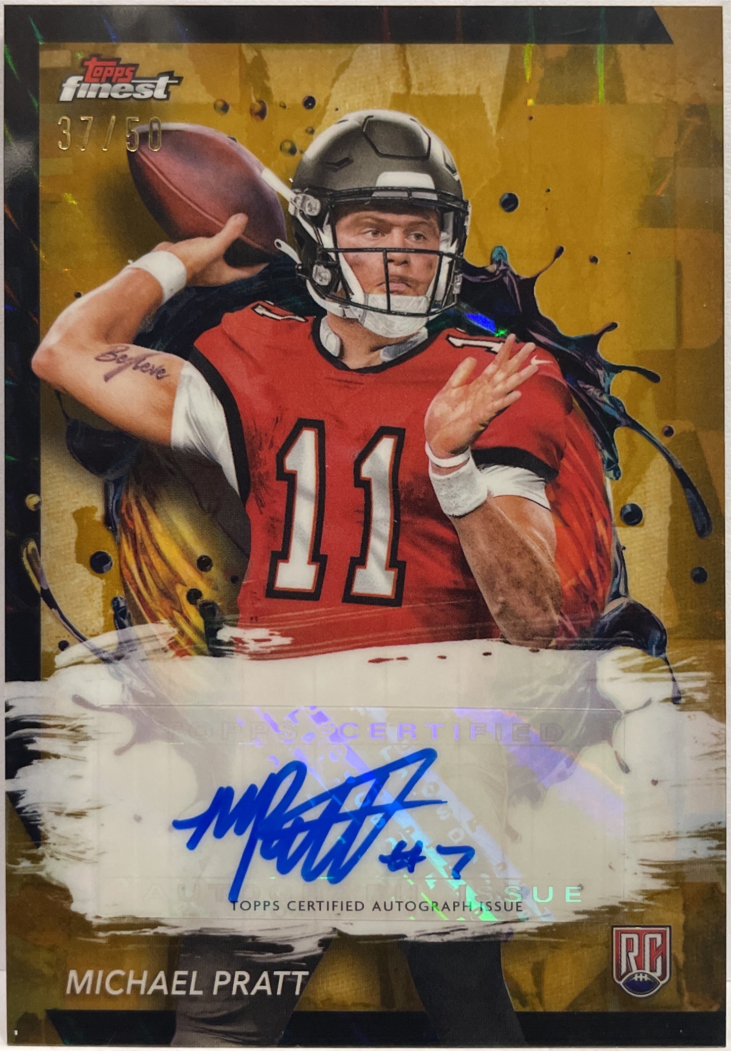 Michael Pratt 37/50 Rookie Autograph Gold Geometric Topps Finest Football 2024