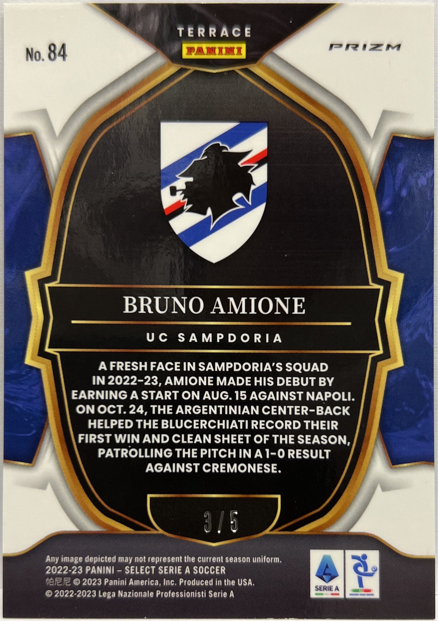 Bruno Amione 3/5 Rookie Terrace Green Select Serie A 2022/23