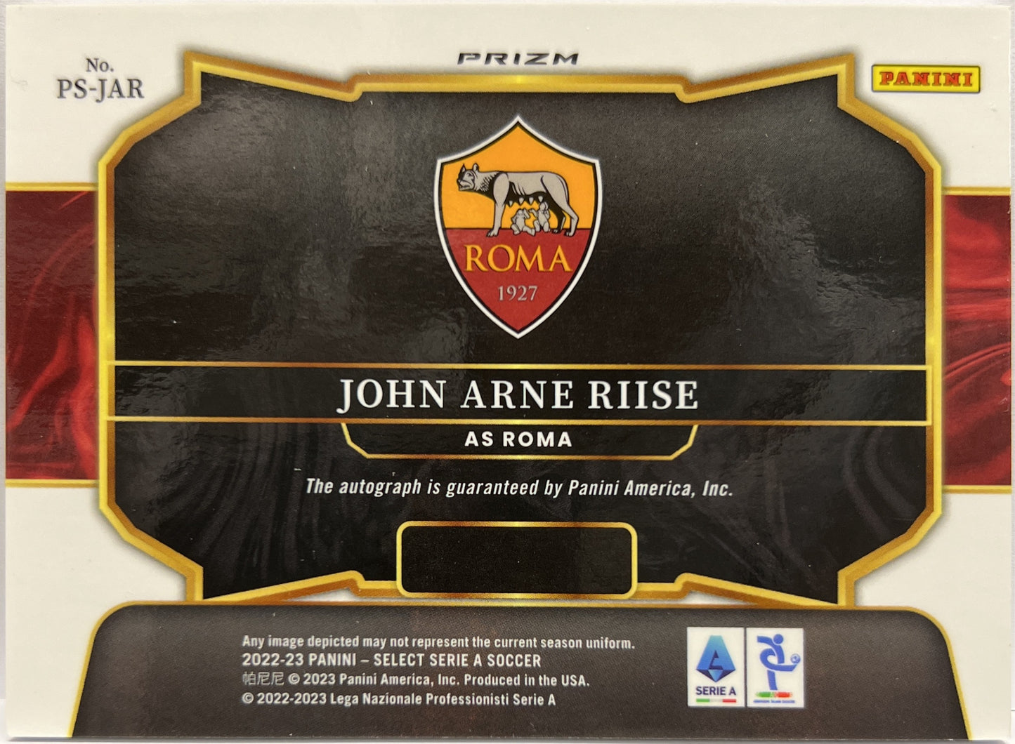 John Arne Riise Autograph Pitchside Signatures Select Serie A 2022/23
