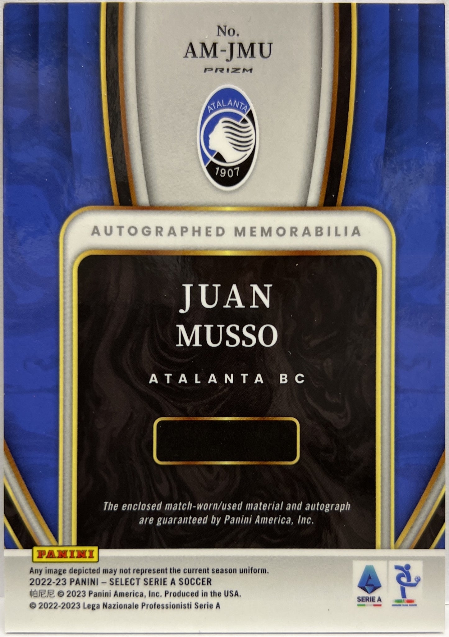 Juan Musso Patch Autograph Select Serie A 2022/23