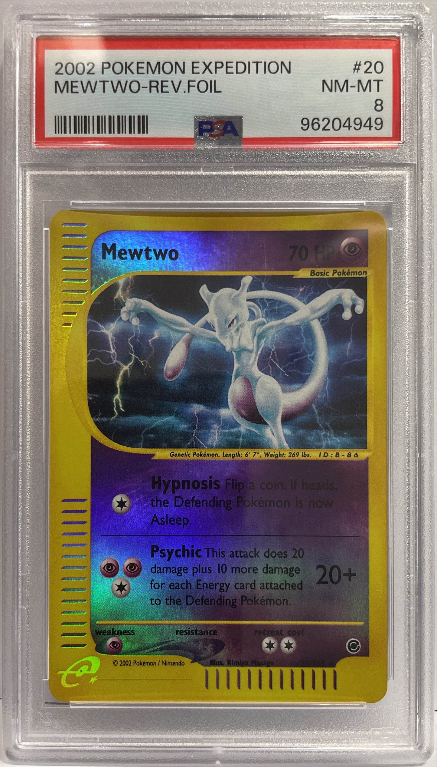 Mewtwo Rev Foil 20/165 PSA 8 Pokemon Expedition Eng 2002