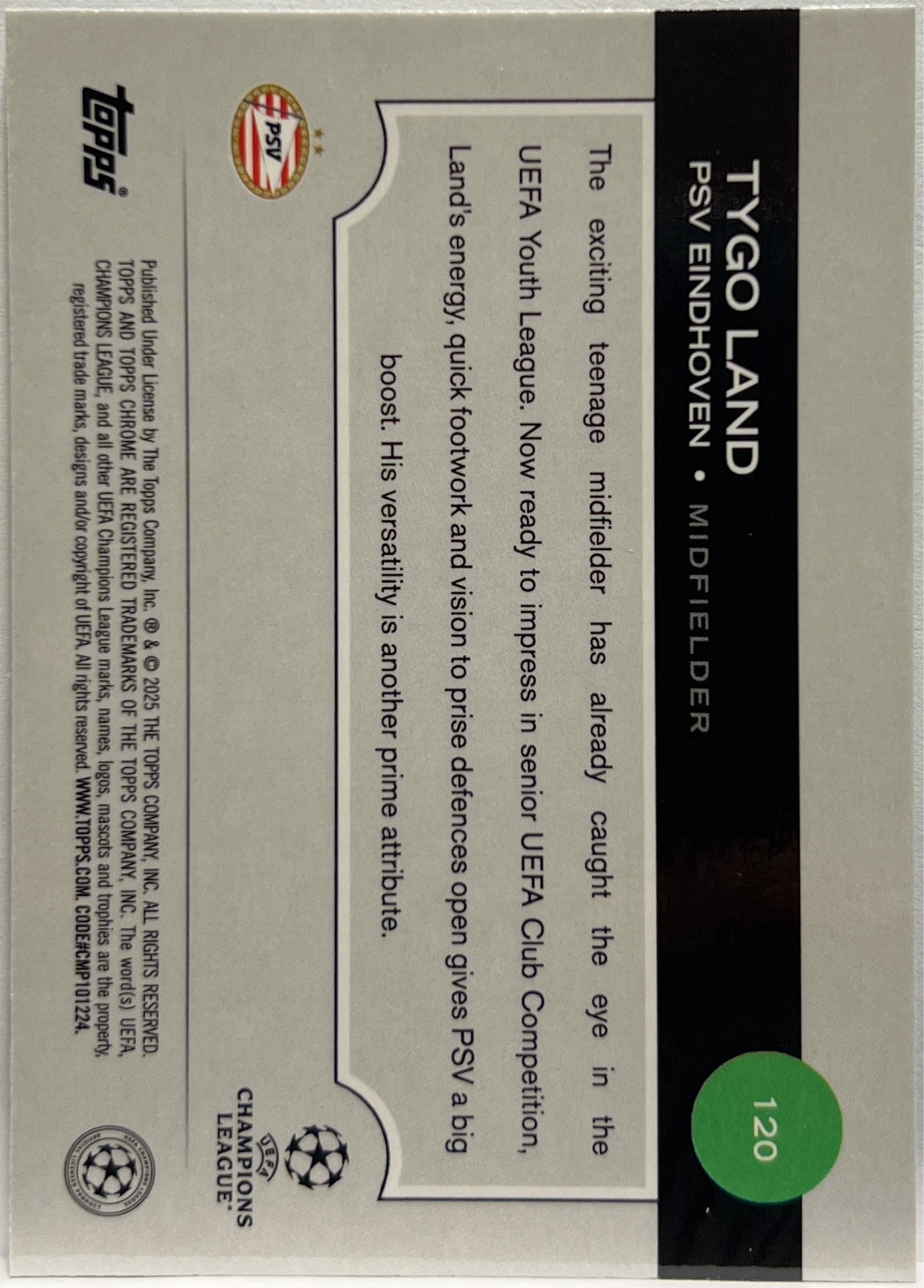 Tygo Land 11/199 Rookie Aqua Topps Chrome UCC 2024/25