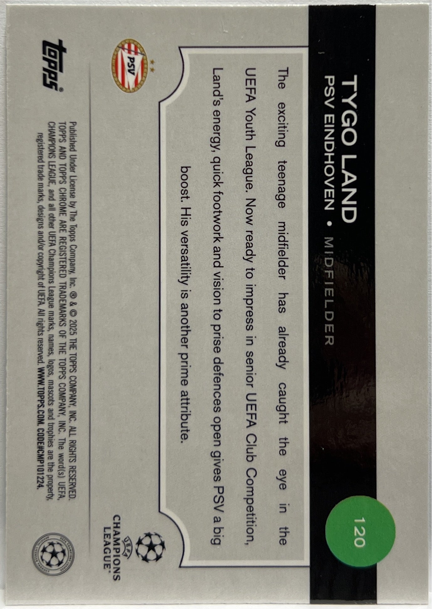 Tygo Land 136/199 Rookie Aqua Topps Chrome UCC 2024/25