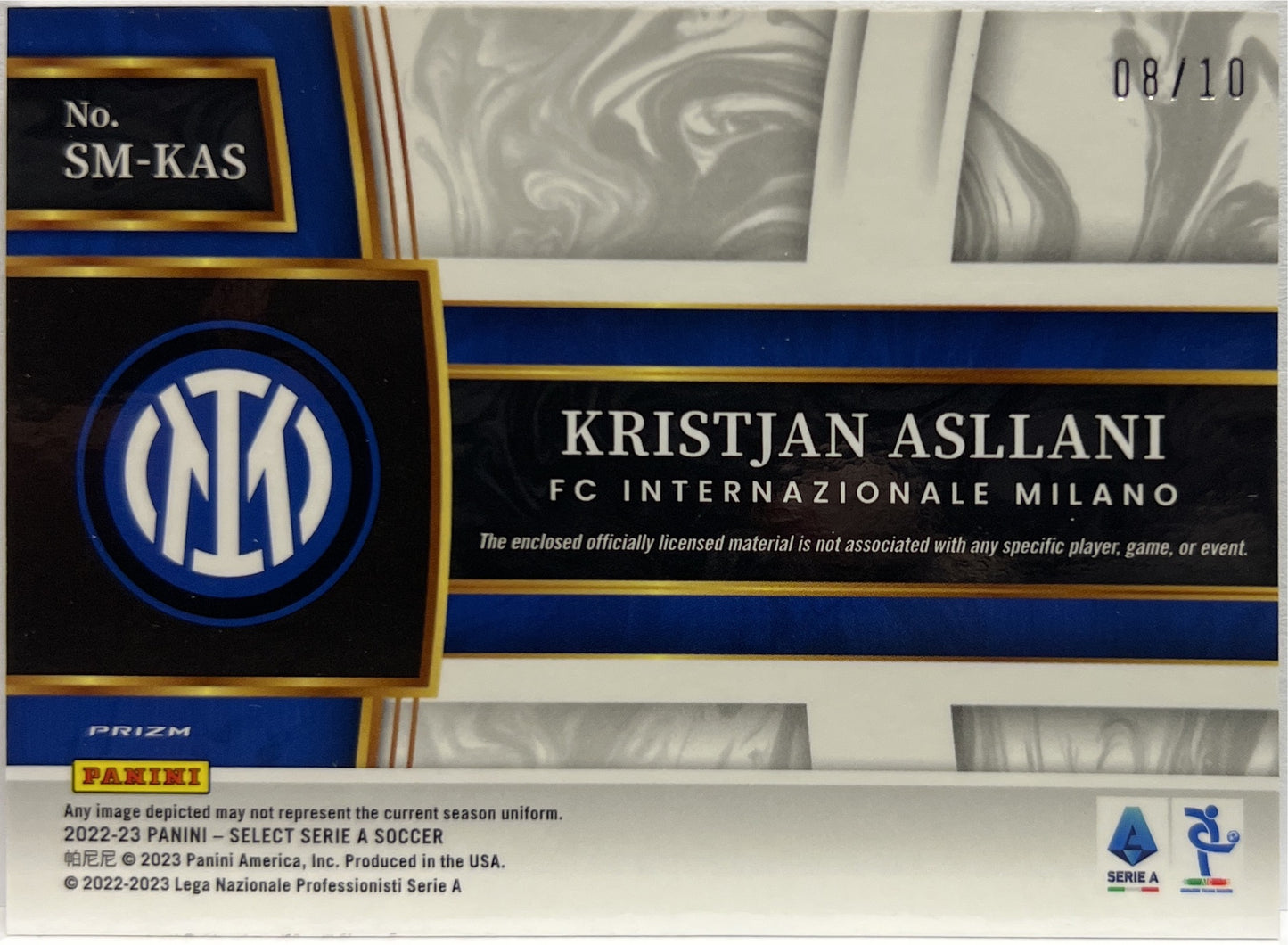 Kristjan Asllani 8/10 Patch Select Memorabilia Gold Select Swatches Select Serie A 2022/23
