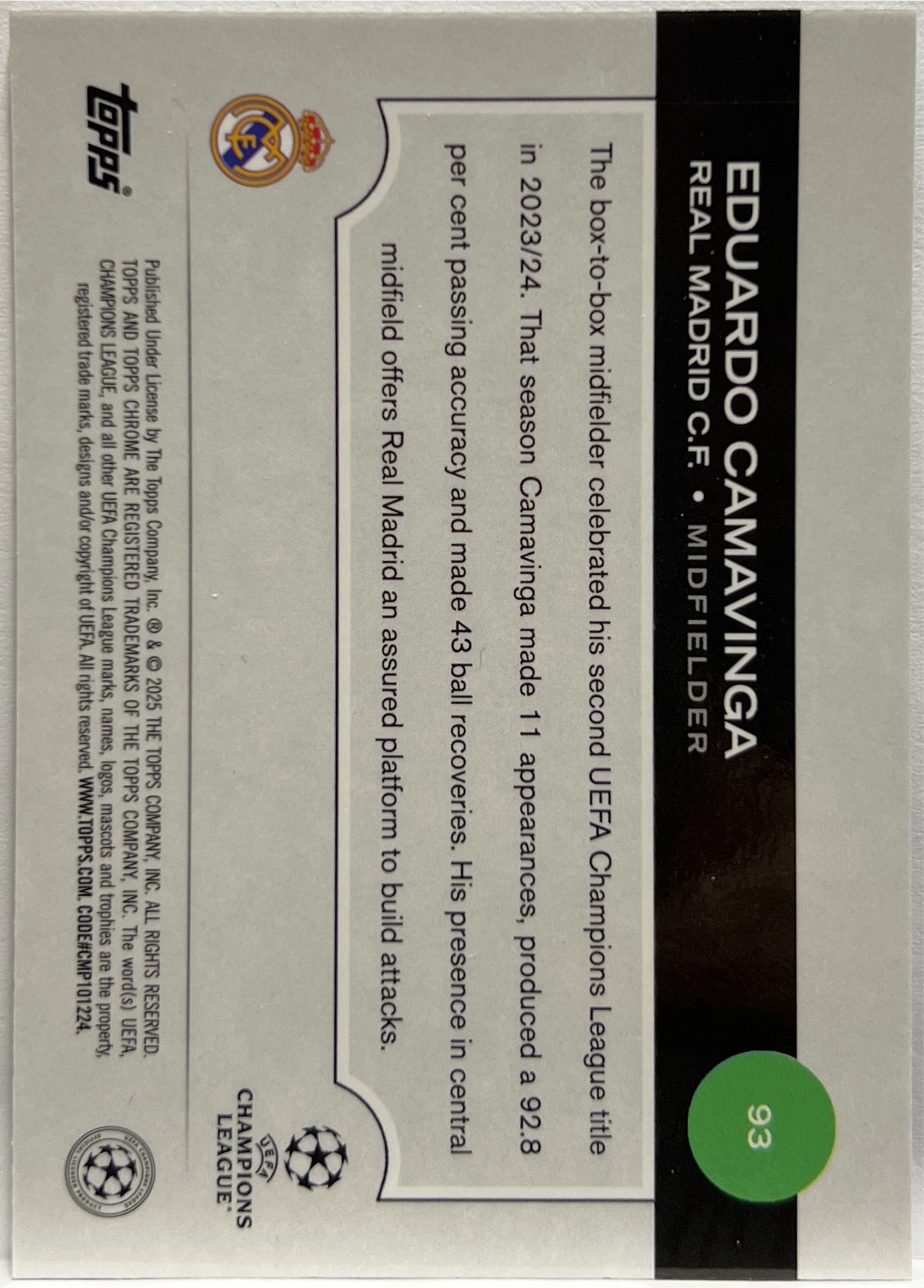 Eduardo Camavinga 49/225 Night Vision RayWave Topps Chrome UCC 2024/25