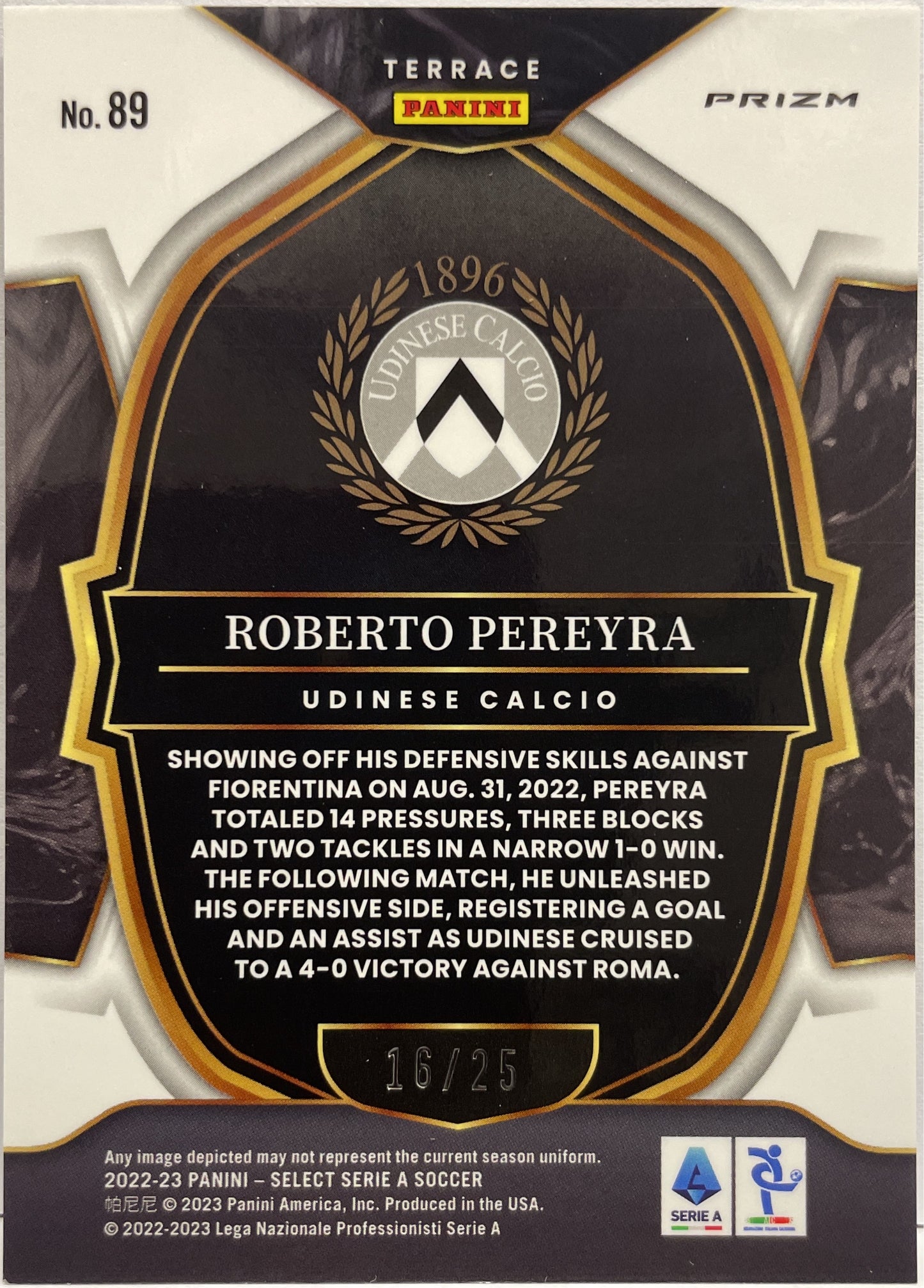 Roberto Pereyra 16/25 Terrace Select Serie A 2022/23