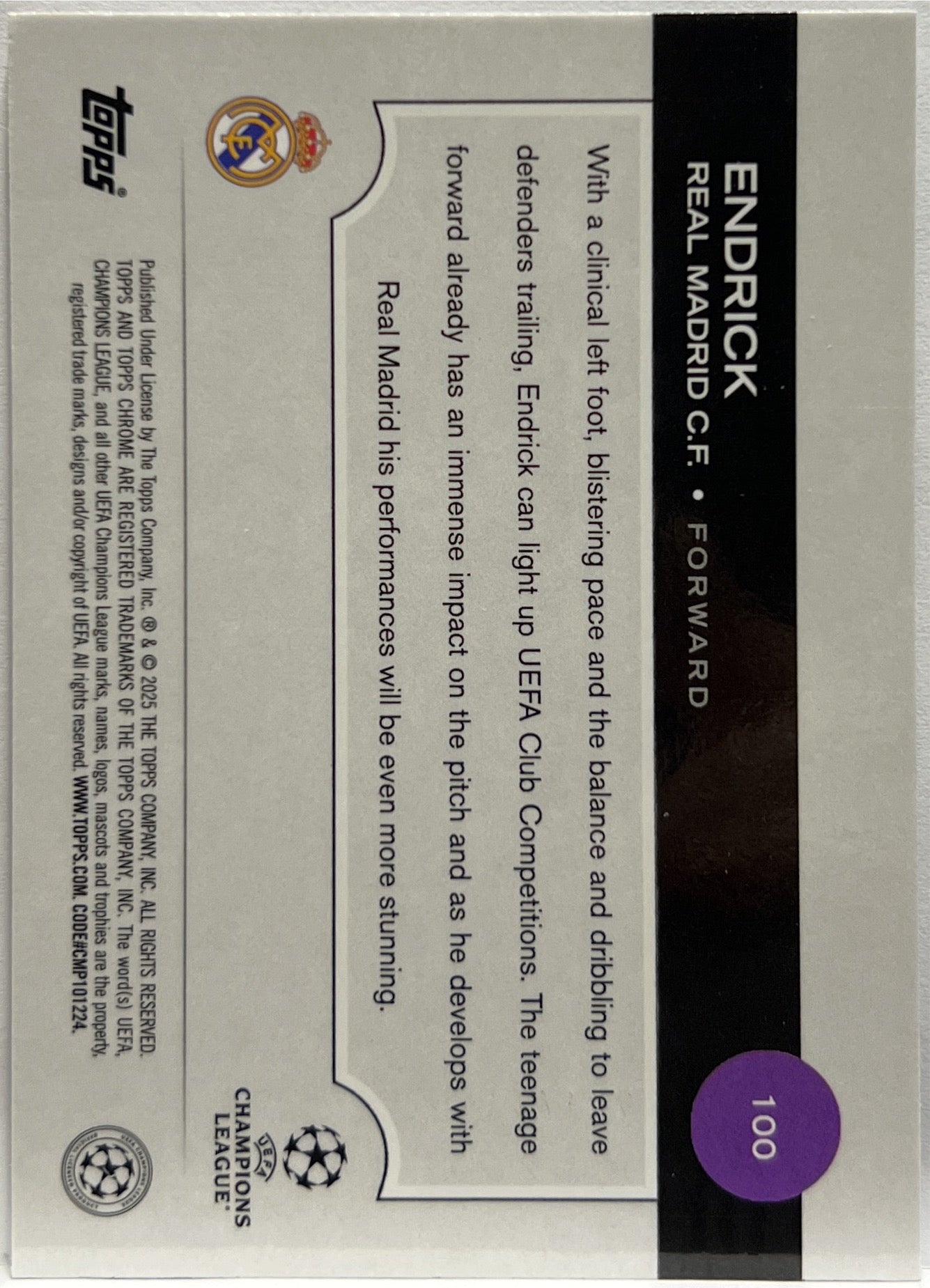 Endrick 50/225 Rookie Night Vision RayWave Topps Chrome UCC 2024/25