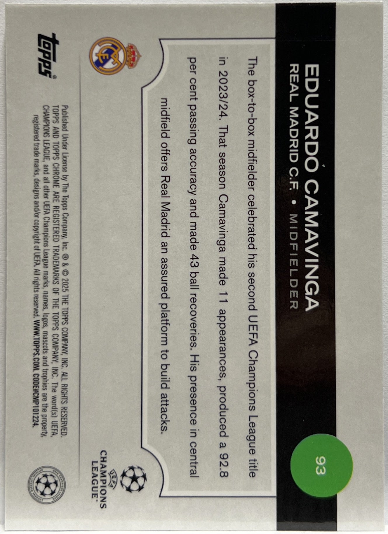 Eduardo Camavinga 39/225 Night Vision RayWave Topps Chrome UCC 2024/25