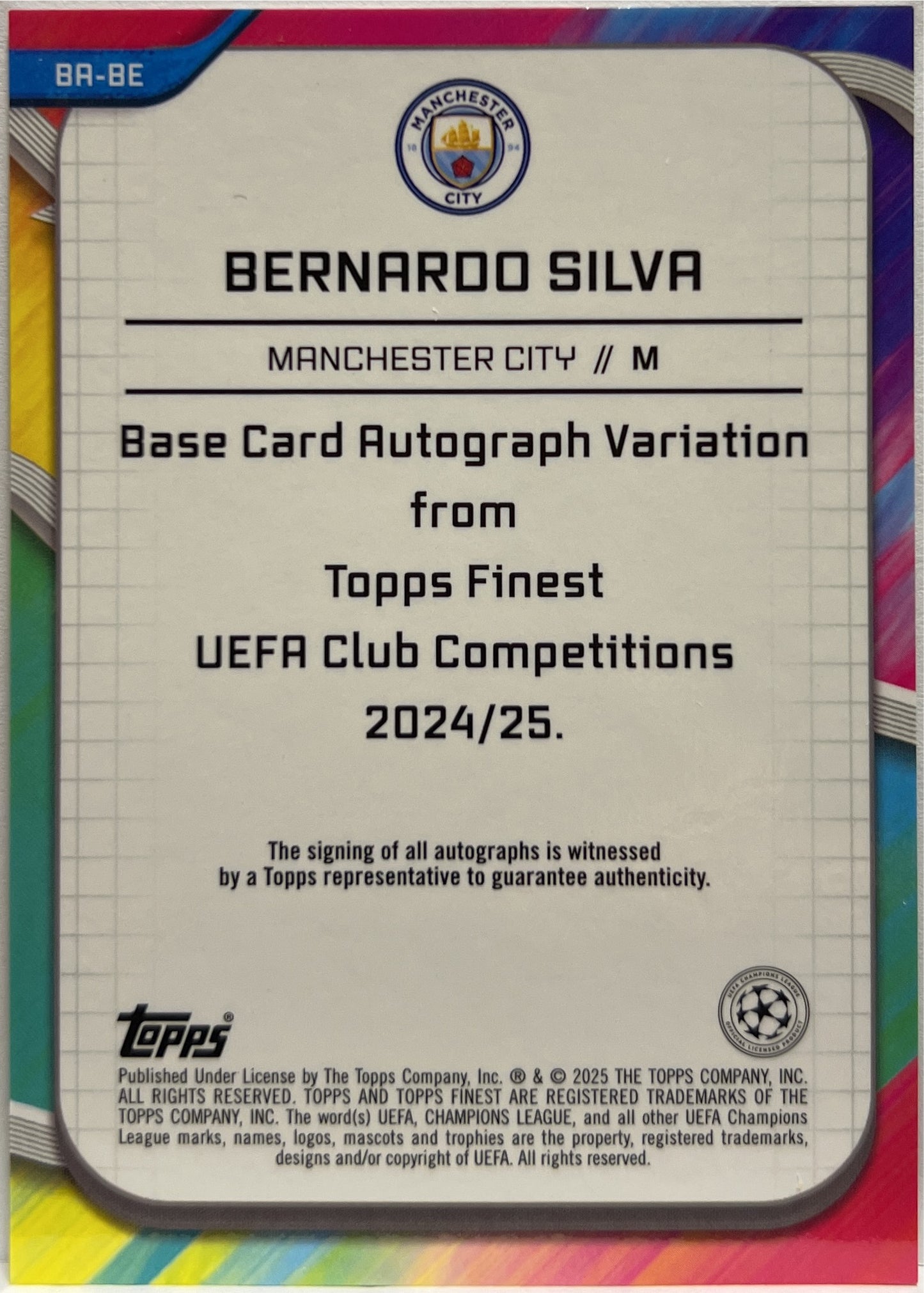 Bernardo Silva 92/99 Autograph Neon Green Topps Finest UCC 2024/25