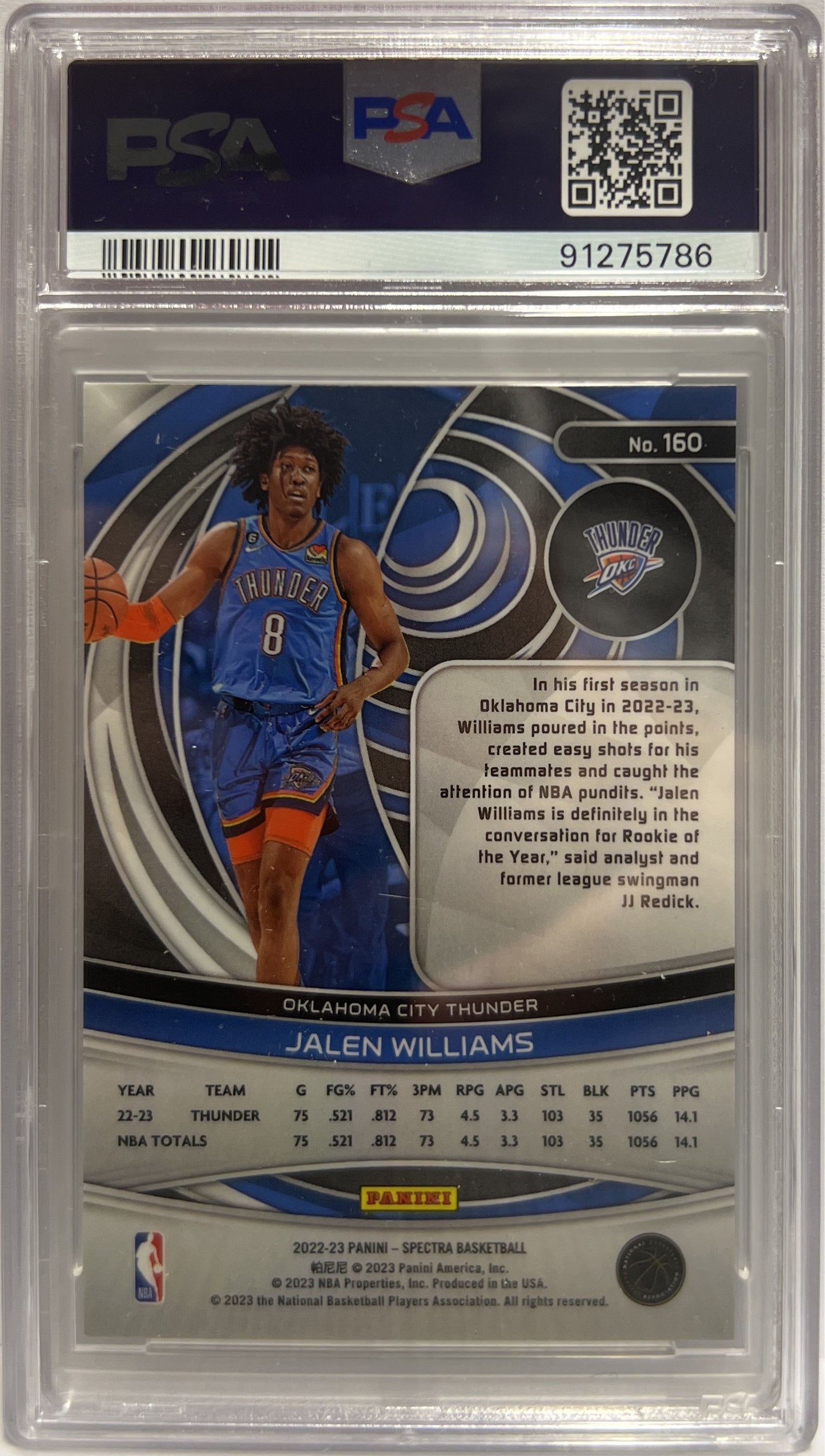 Jalen Williams Rookie Spectra Basketball NBA 2022/23 PSA 10