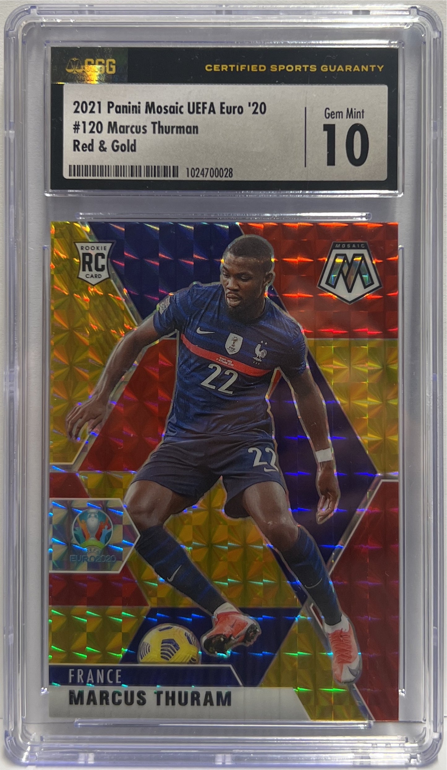 Marcus Thuram 16/88 Rookie Red & Gold Mosaic Uefa Euro 2020 CGC 10