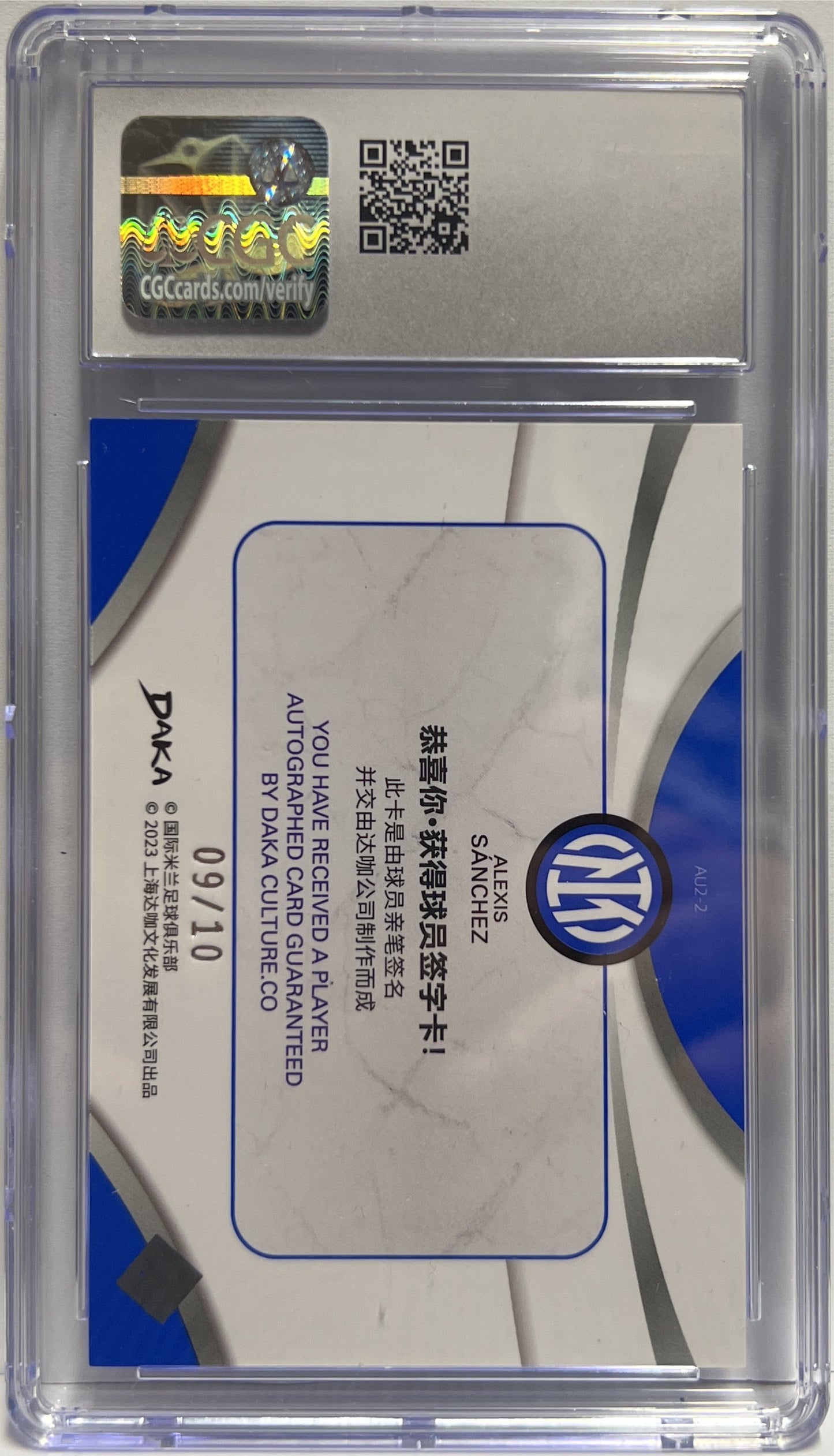 Alexis Sanchez 9/10 Autograph Ineffable Gold Daka x Inter 2022/23 CGC 9
