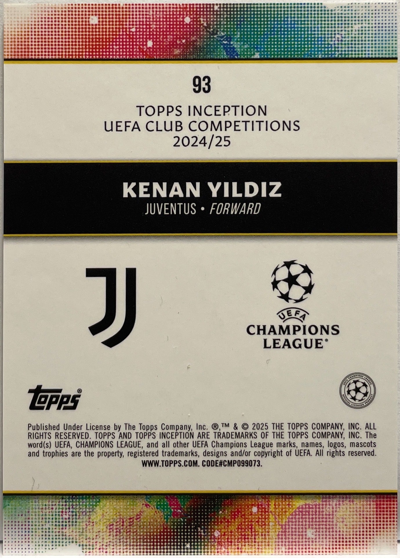 Kenan Yildiz 35/99 Succession Green Topps Inception 2024/25