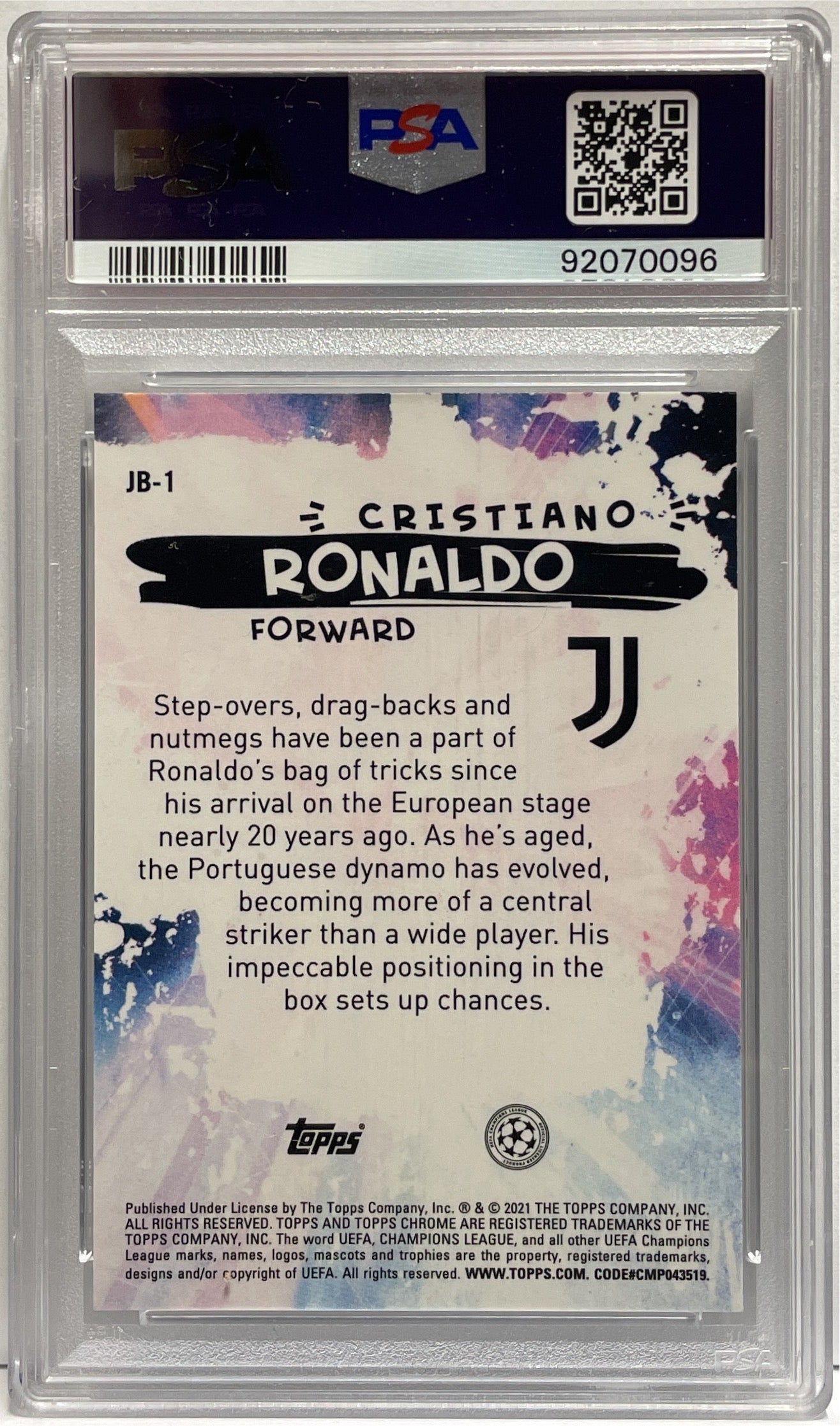 Cristiano Ronaldo Joga Bonito Topps Chrome UCL 2020/21 PSA 10