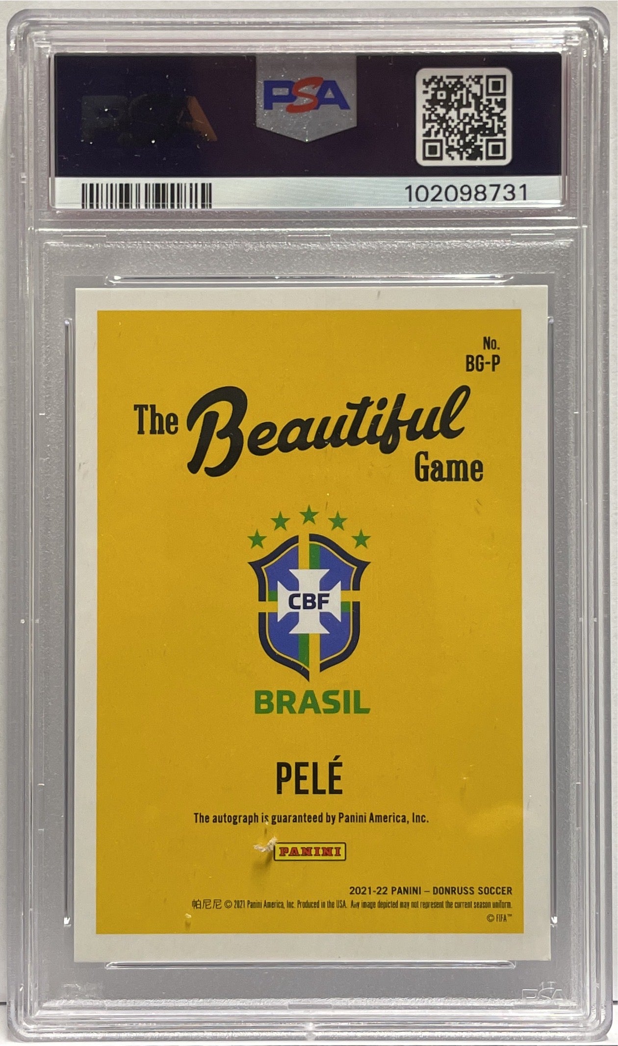 Pele 48/99 Autograph The Beautiful Game Blue Panini Donruss Road To Qatar 2021/22 PSA 8 Auto 9