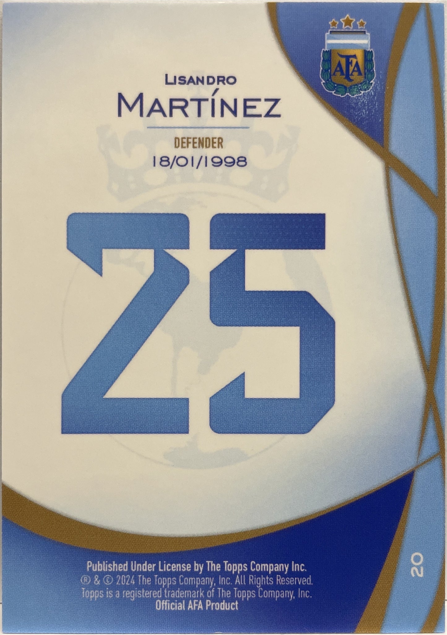Lisandro Martinez 39/50 Topps Argentina Fileteado 2023