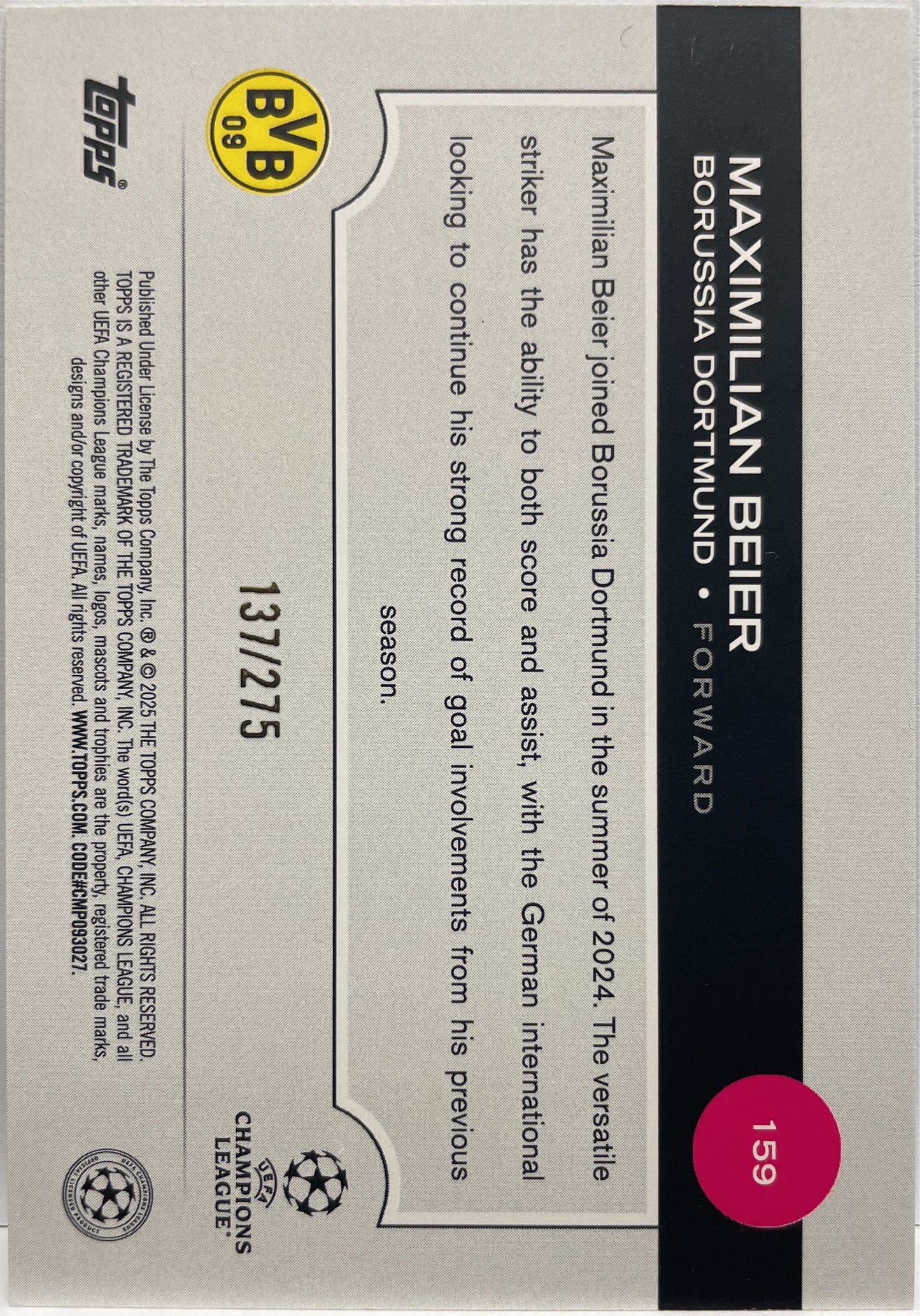 Maximilian Beier 137/275 Topps UCC 2024/25