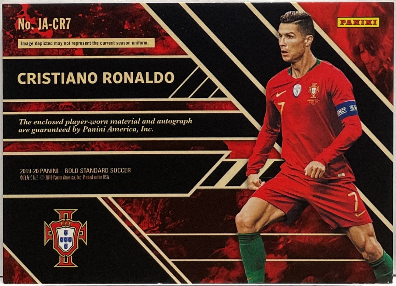 Cristiano Ronaldo 8/10 Patch Player Worn Autograph Panini Gold Standard 2019/20