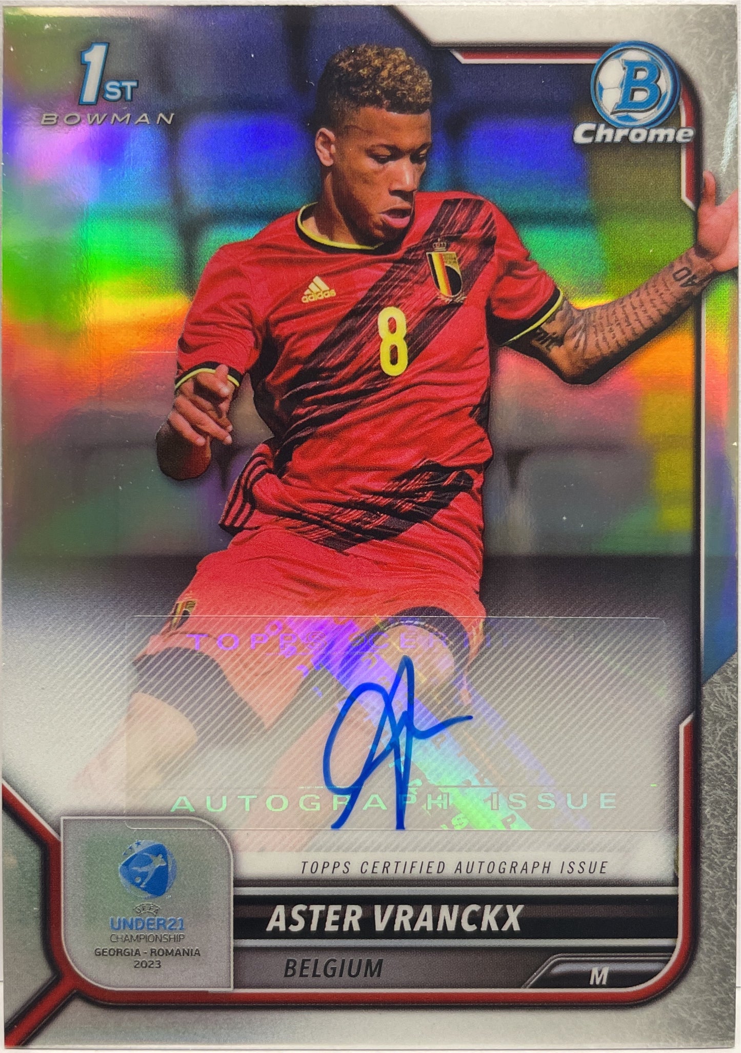 Aster Vrancks Autograph 1ST Bowman Topps Uefa U21 2023
