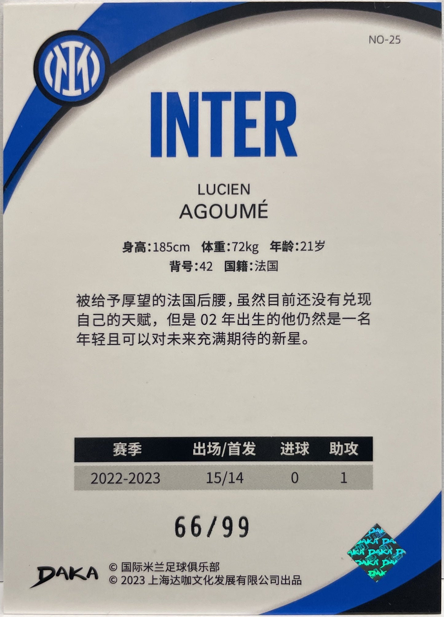 Lucien Agoume 66/99 Rookie Daka x Inter 2022/23