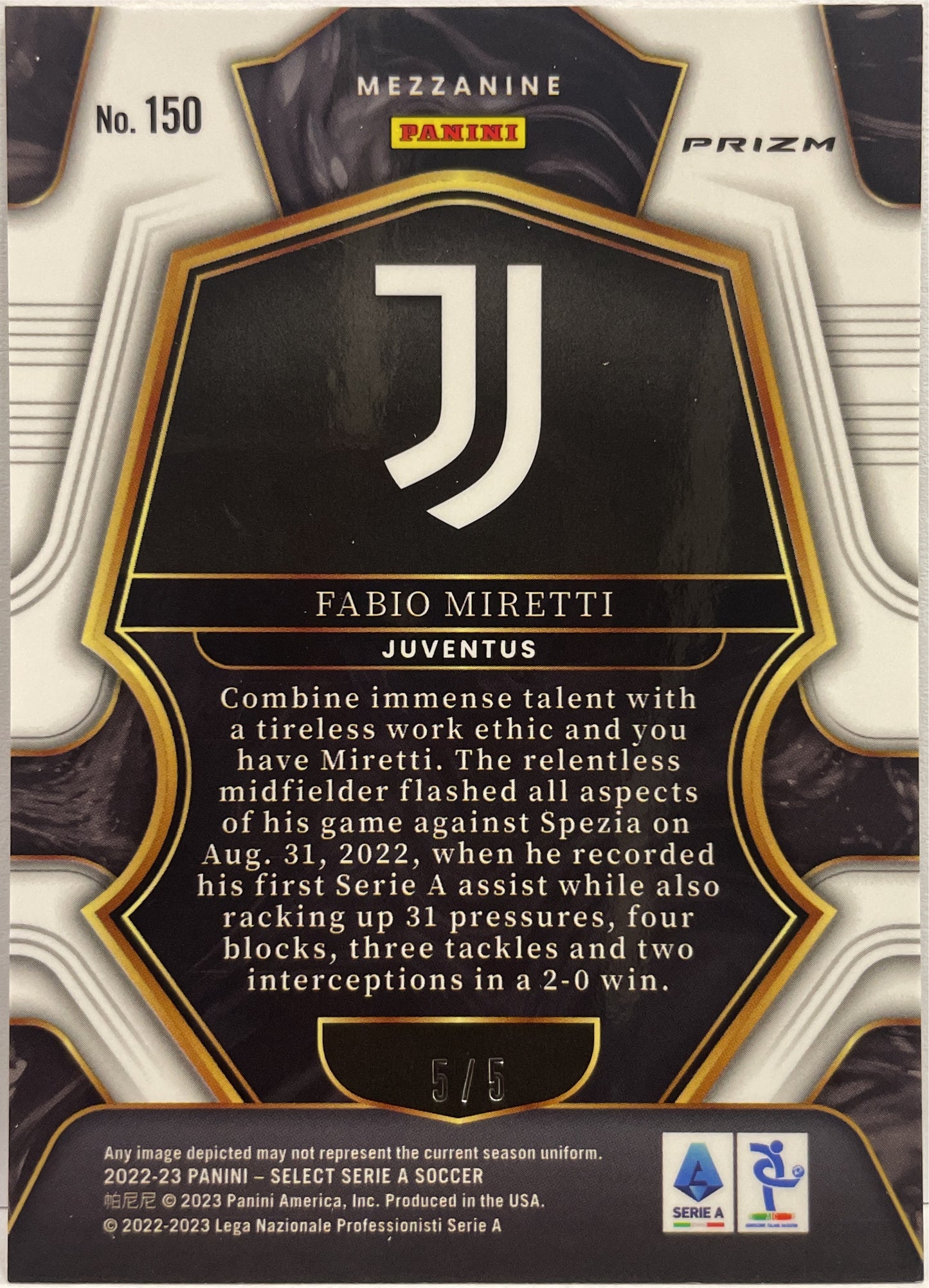 Fabio Miretti 5/5 Rookie Mezzanine Green Select Serie A 2022/23