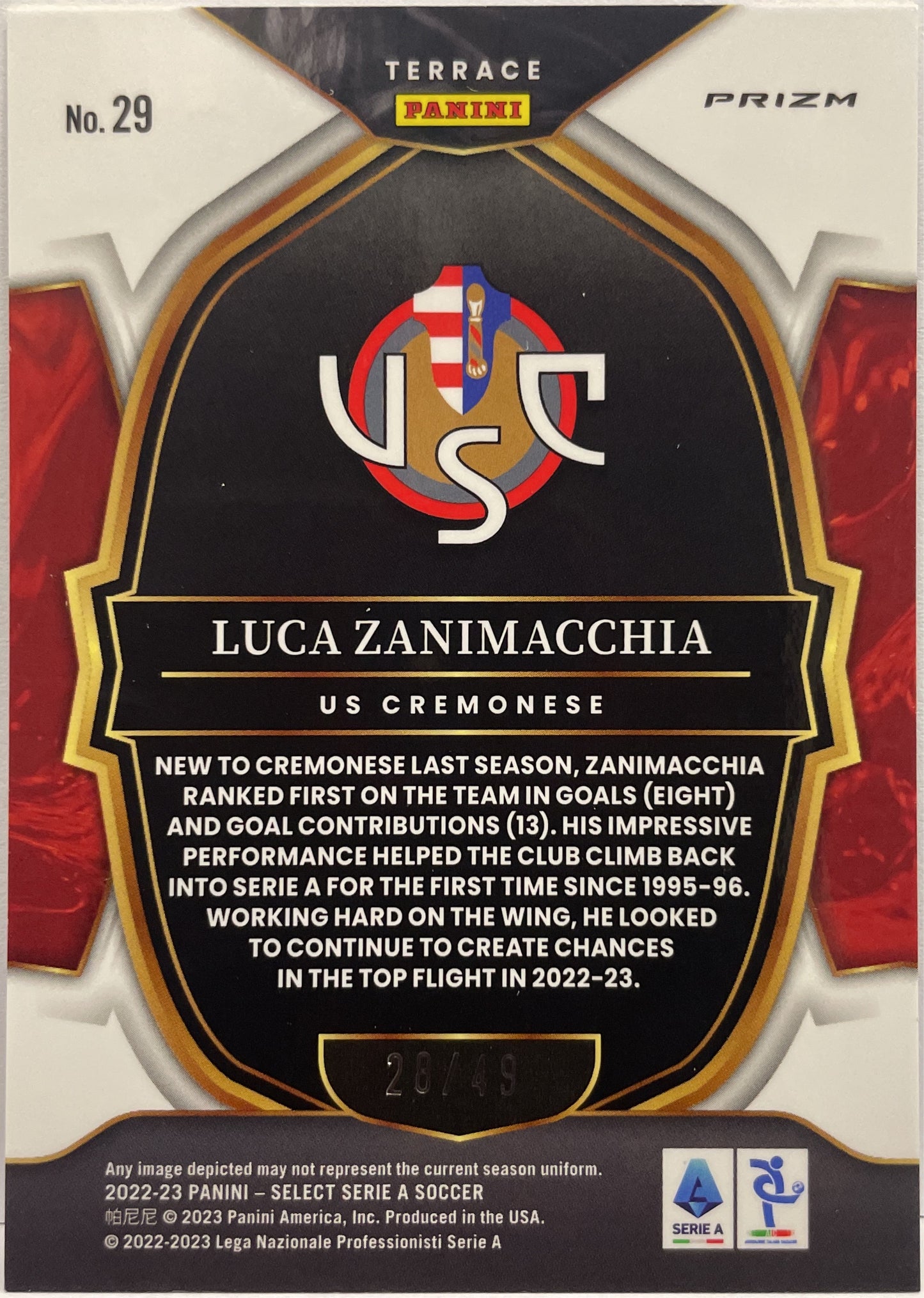 Luca Zanimacchia 28/49 Rookie Terrace Purple Select Serie A 2022/23