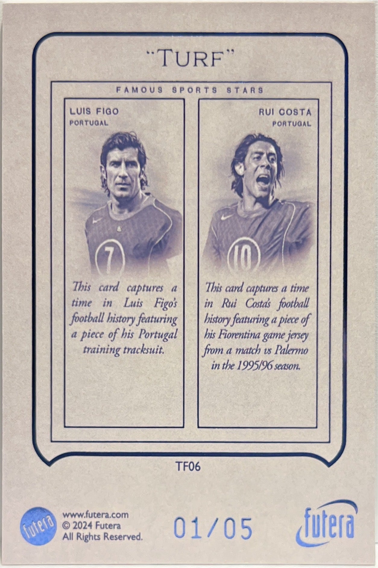 Luis Figo & Rui Costa 1/5 Double Patch Turf Futera Unique 2024