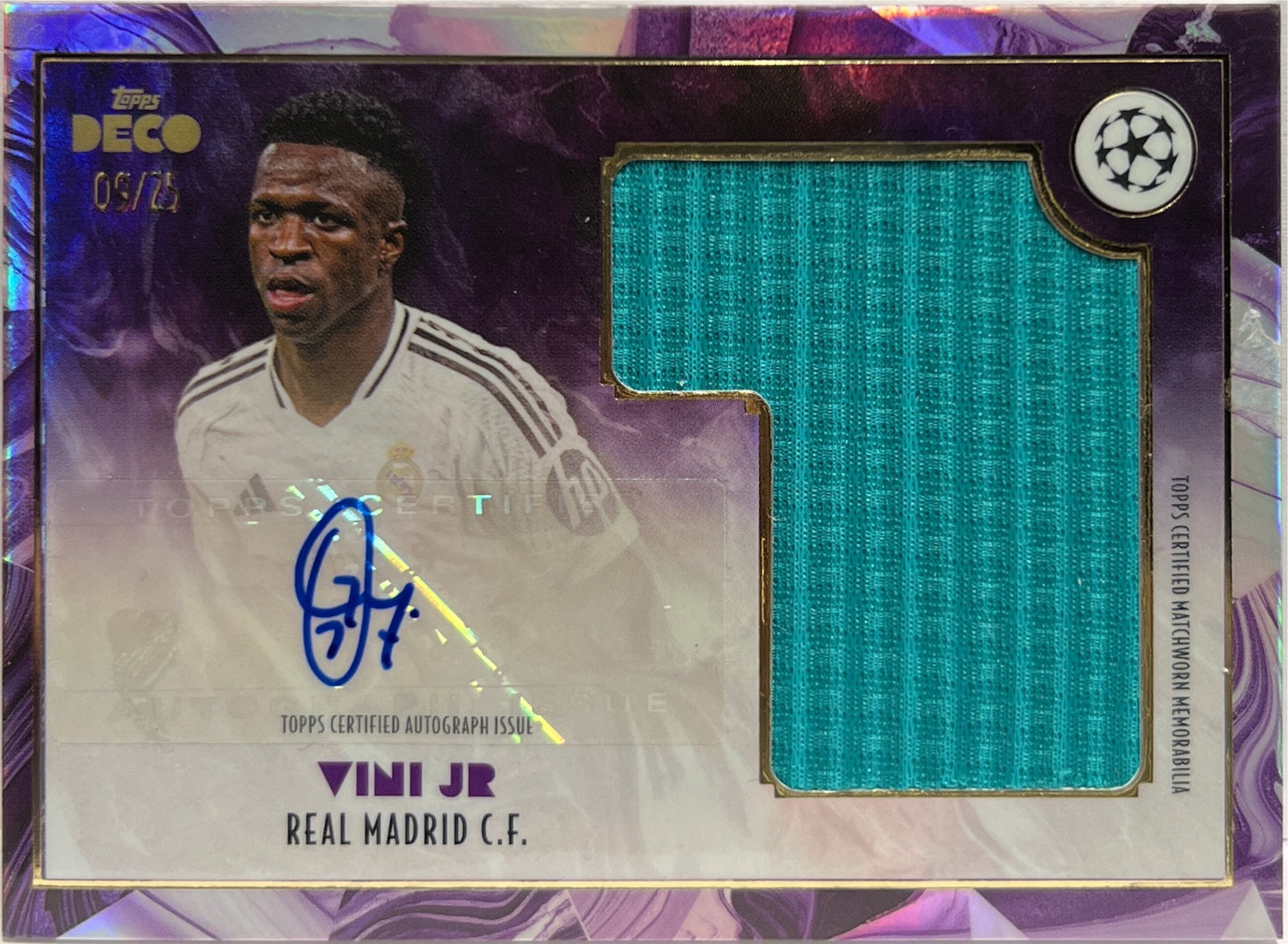 Vini Jr 9/25 Patch Autograph Antiquity Topps Deco 2023/24