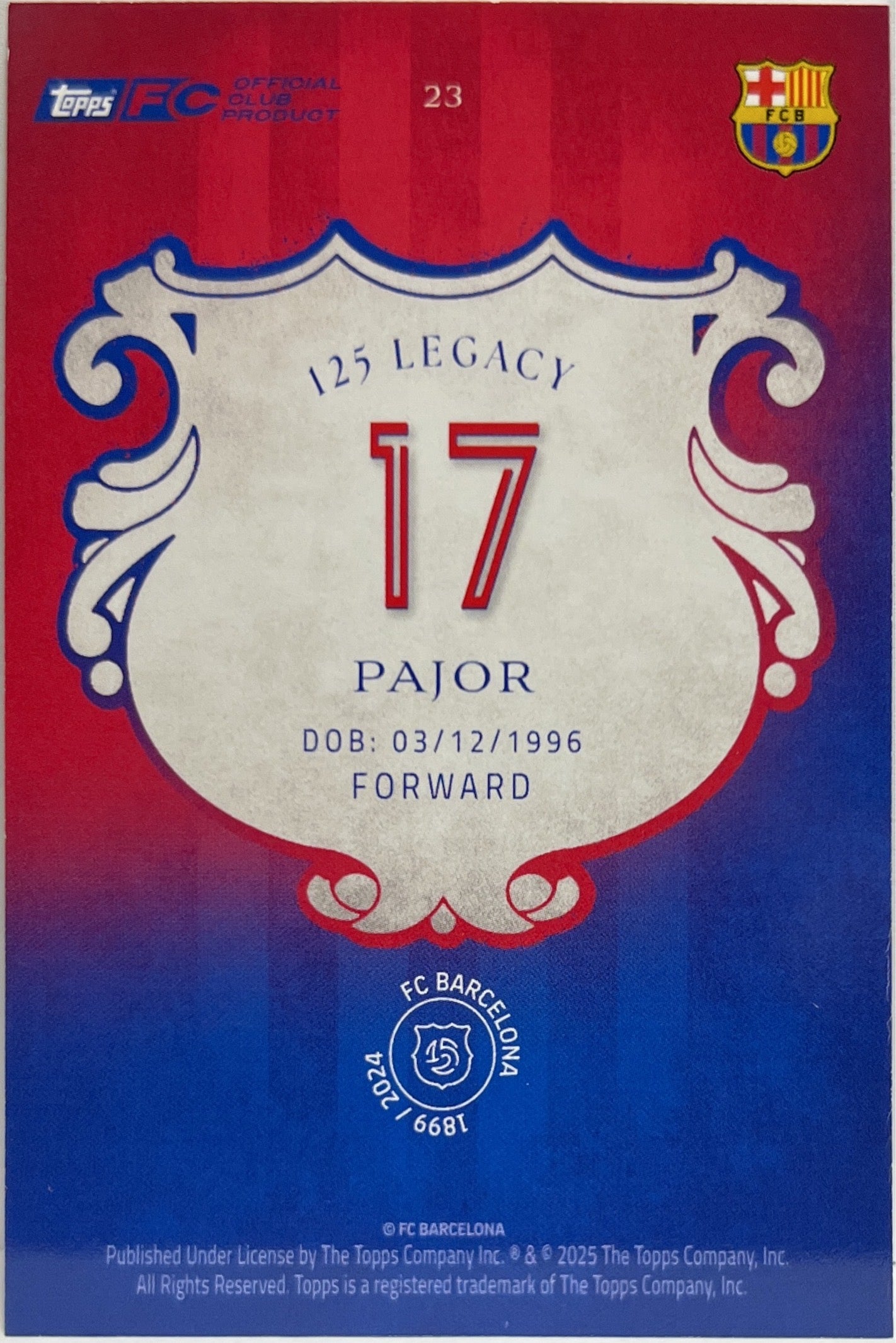Ewa Pajor 90/99 Topps Barcelona 125 2024/25