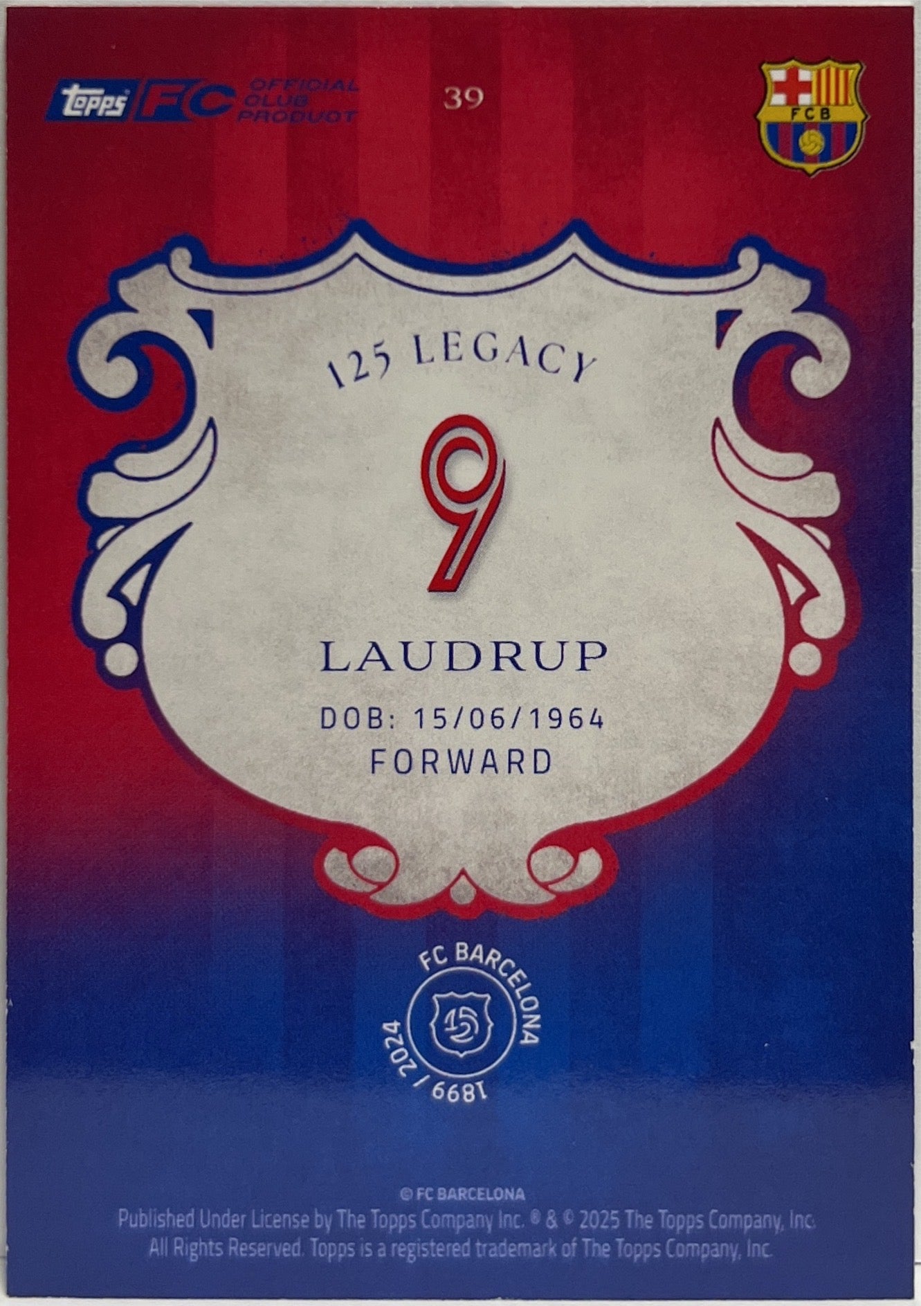 Michael Laudrup 58/175 Topps Barcelona 125 2024/25