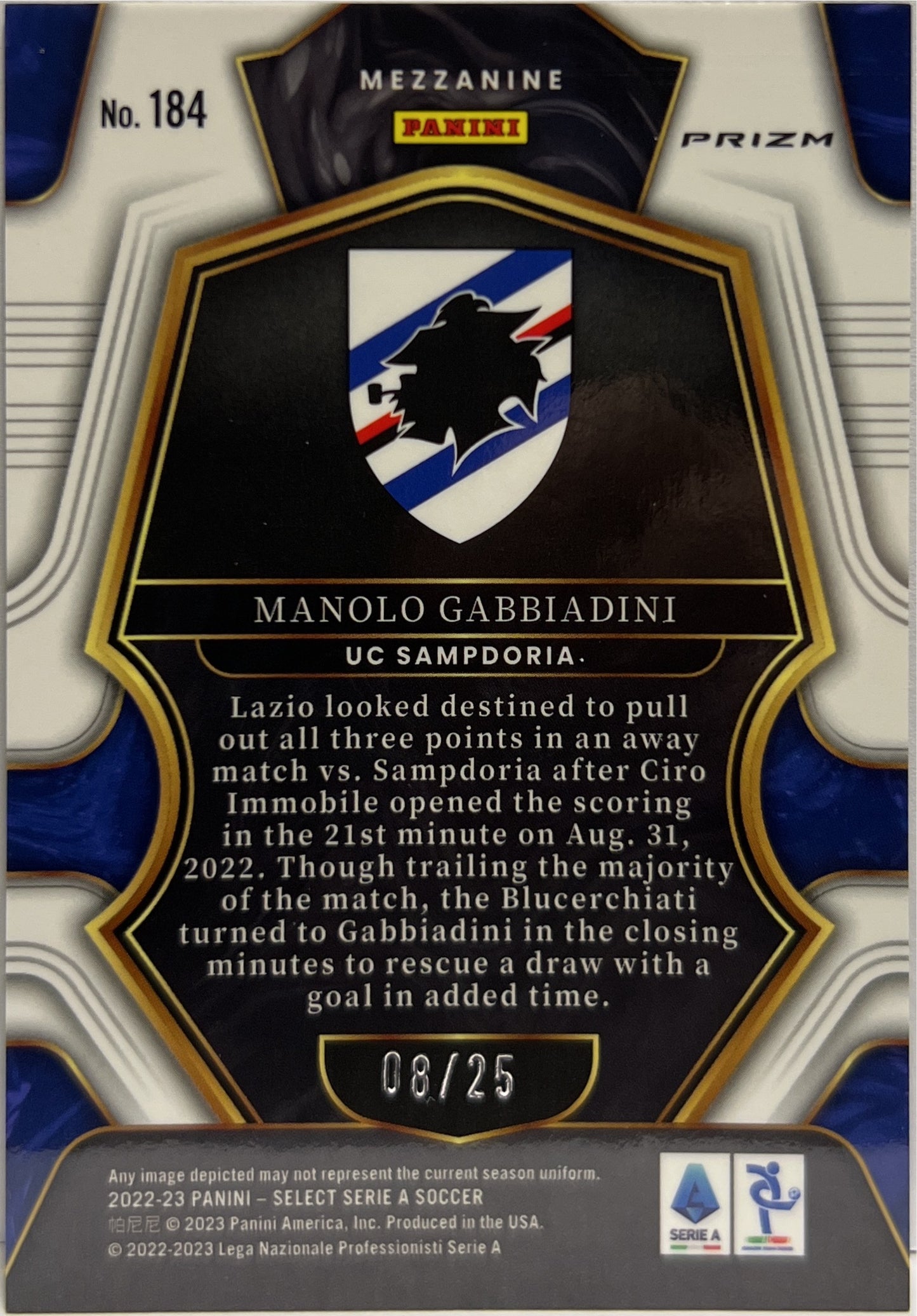 Manolo Gabbiadini 8/25 Mezzanine Select Serie A 2022/23