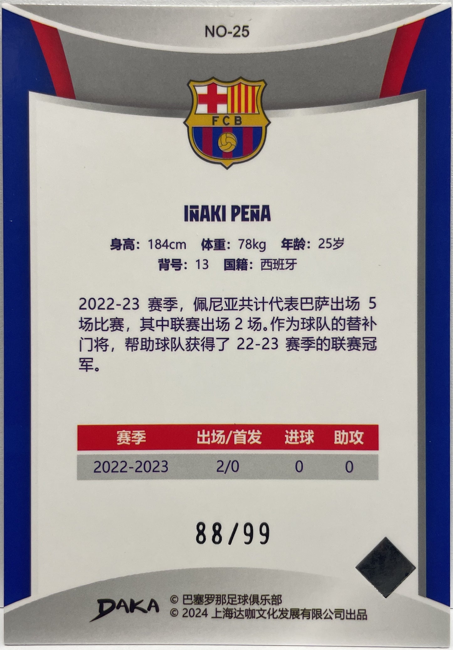 Inaki Pena 88/99 Holocene Daka Barcelona One & Two 2023/24