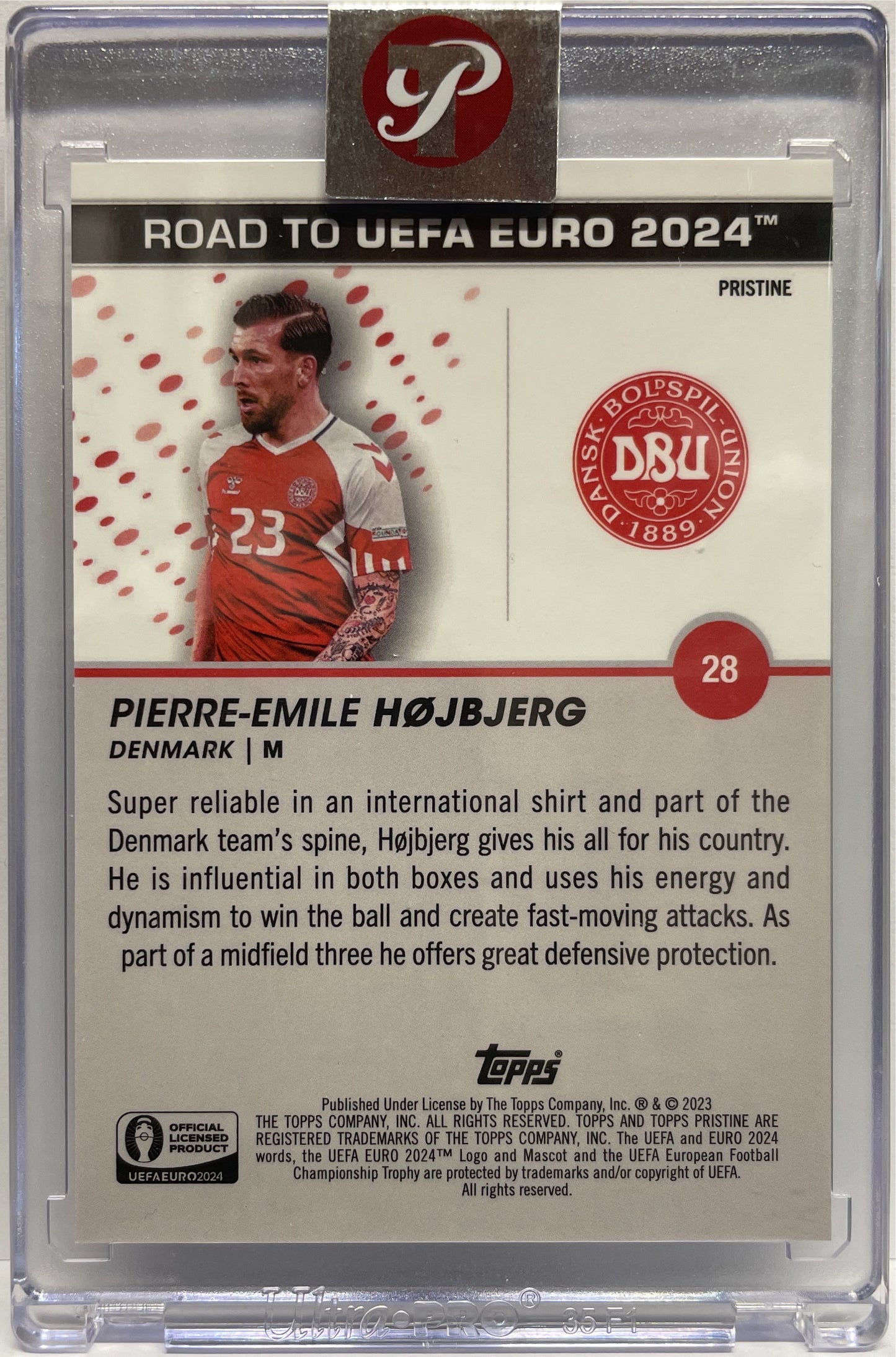 Pierre Emile Hojberg 27/75 Blue Topps Pristine Road To Euro 2024